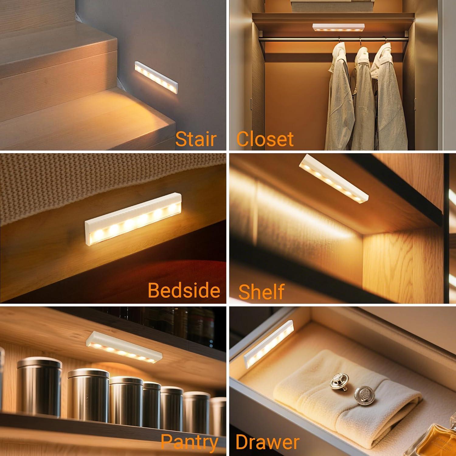 Luces de Armario Maylit 4 Pack con Sensor de Movimiento 3000K