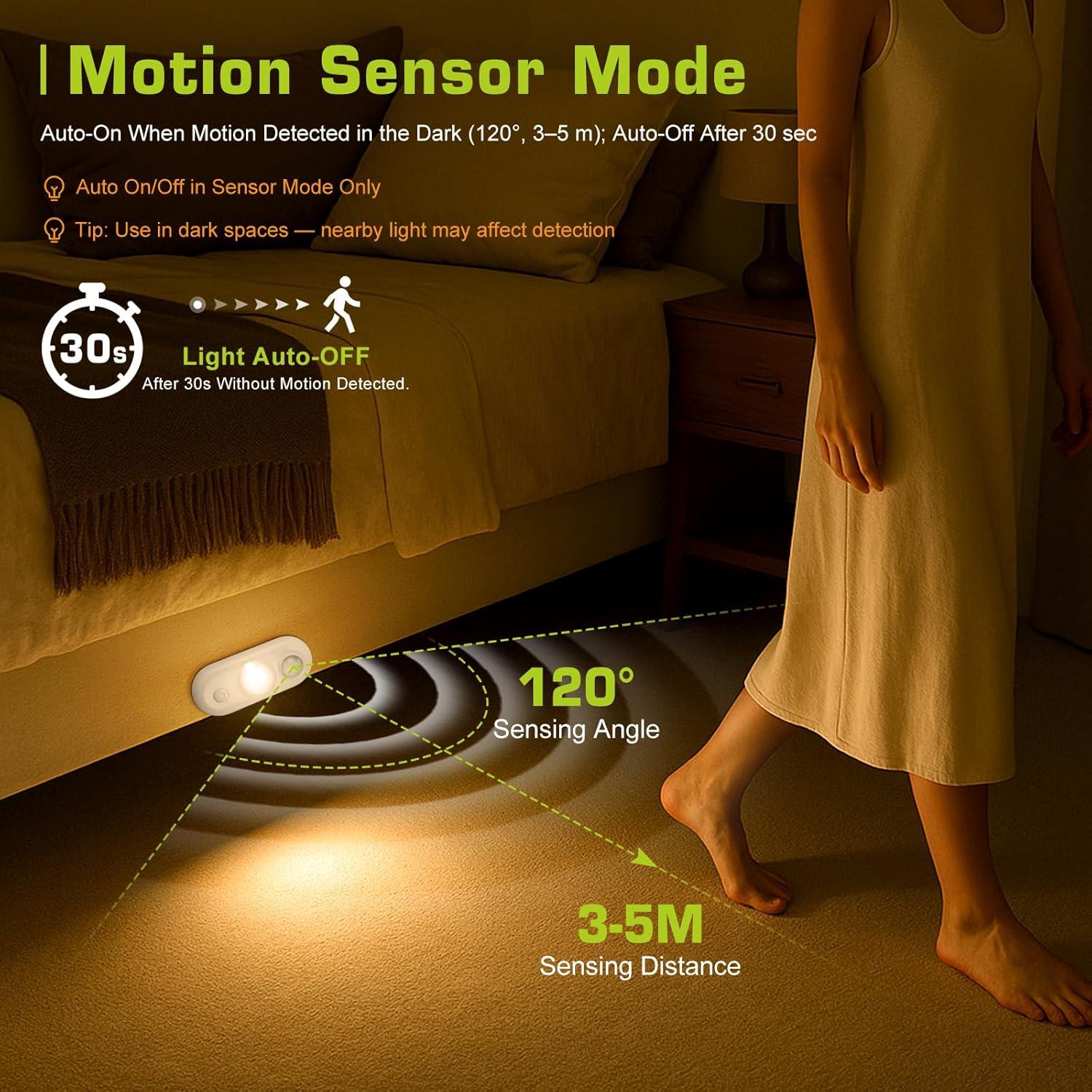 Luces LED con Sensor de Movimiento FLETERGIB, Paquete de 6