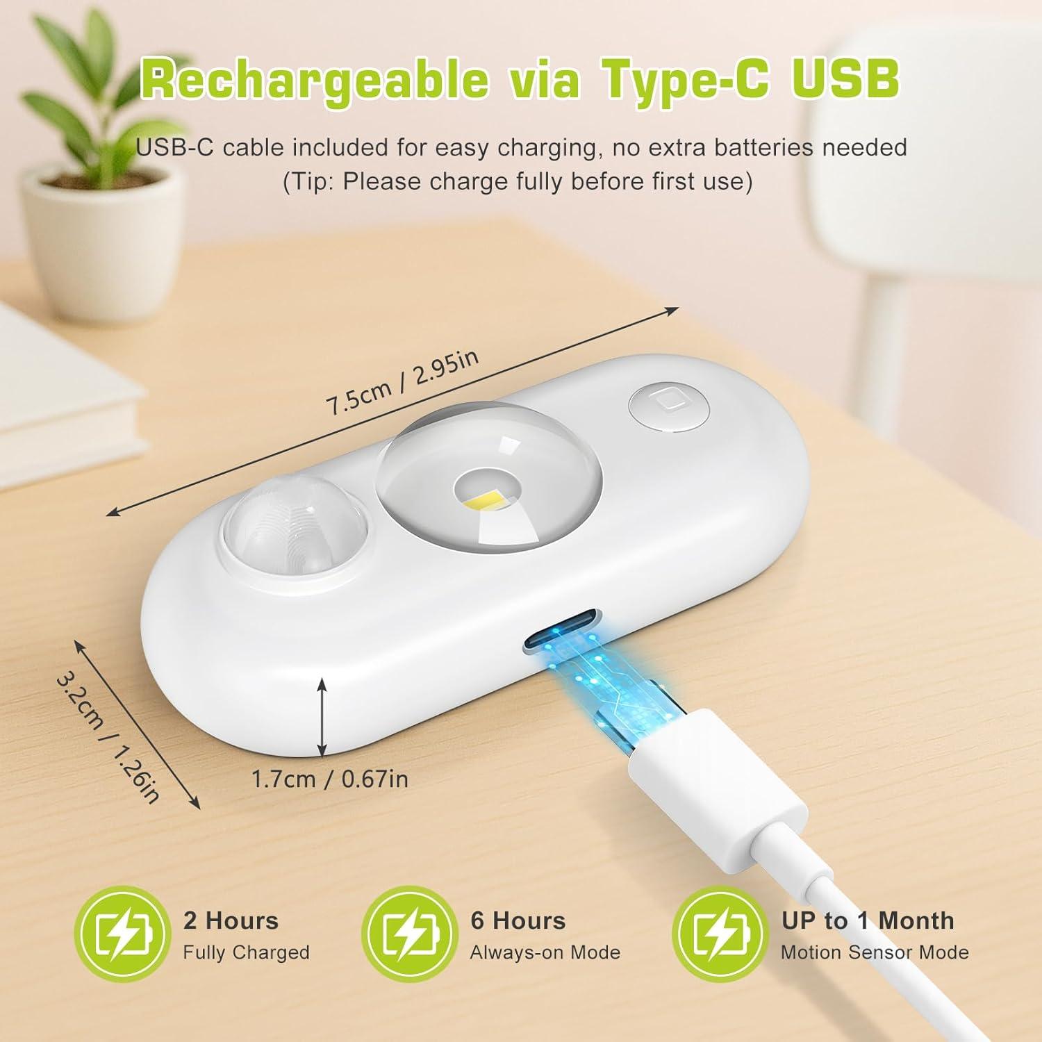 Luces LED con Sensor de Movimiento FLETERGIB, Paquete de 6