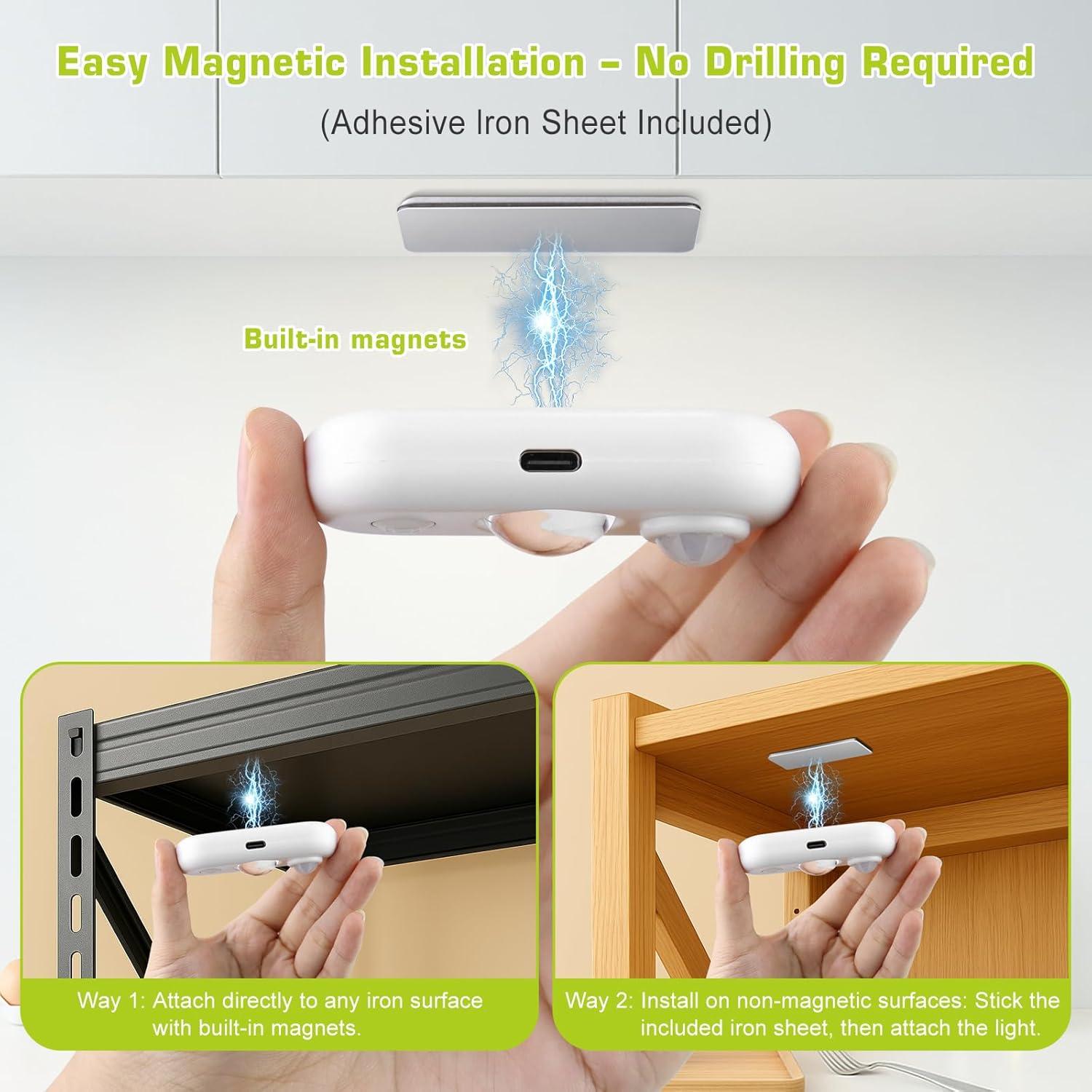 Luces LED con Sensor de Movimiento FLETERGIB, Paquete de 6