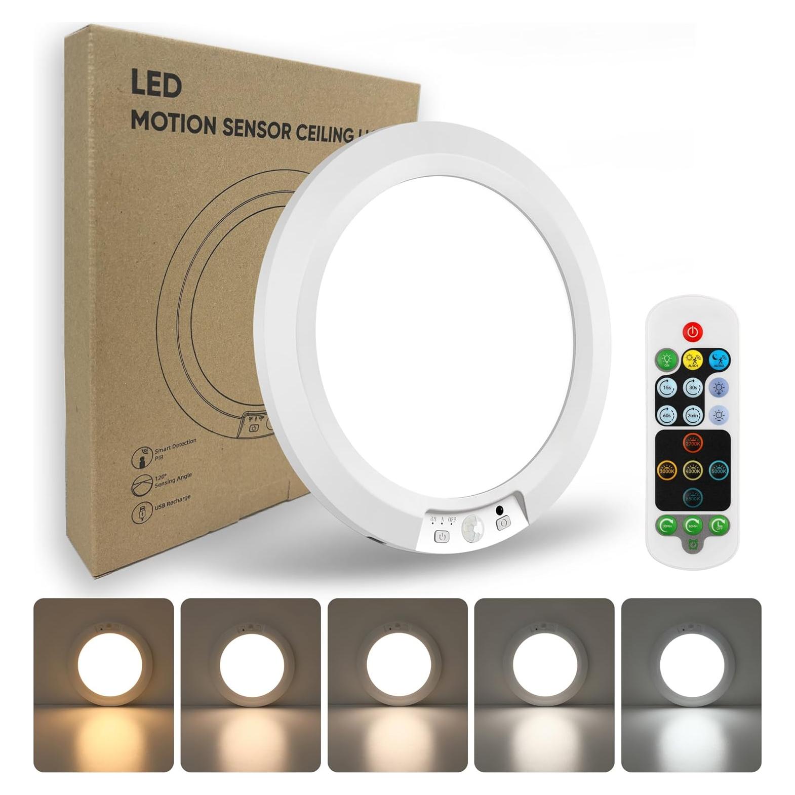 Luz de Techo Recargable APCNES 8000mAh con Sensor PIR 19.05cm