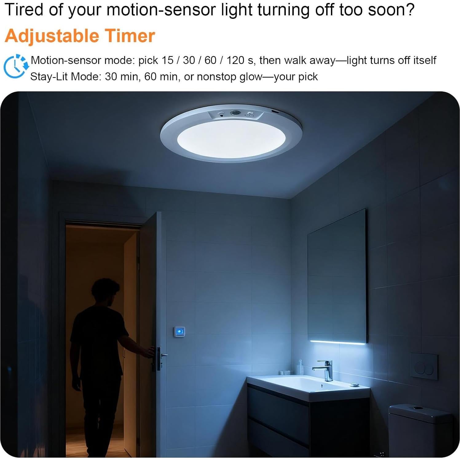 Luz de Techo Recargable APCNES 8000mAh con Sensor PIR 19.05cm