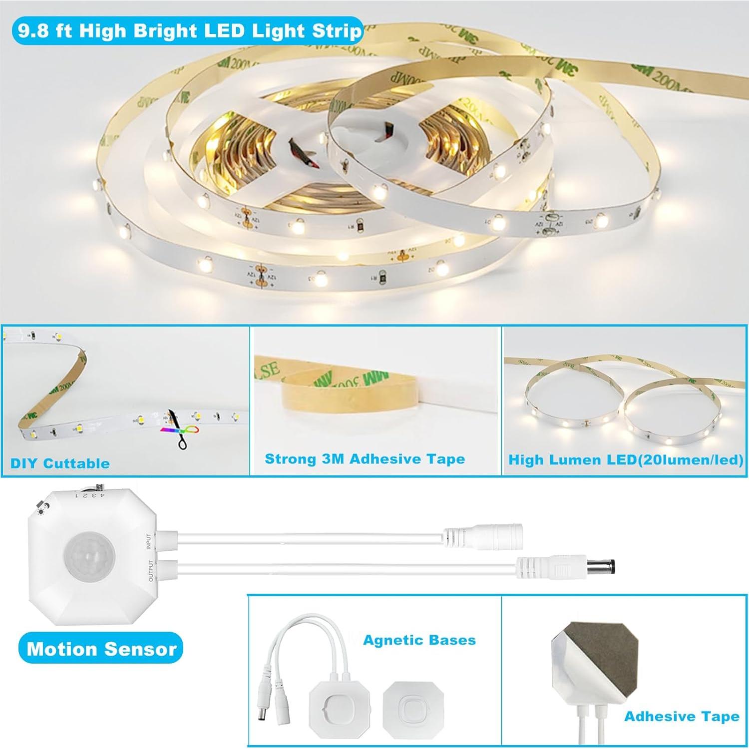 Tira de Luz LED GXILEE 3m con Sensor de Movimiento 3000K