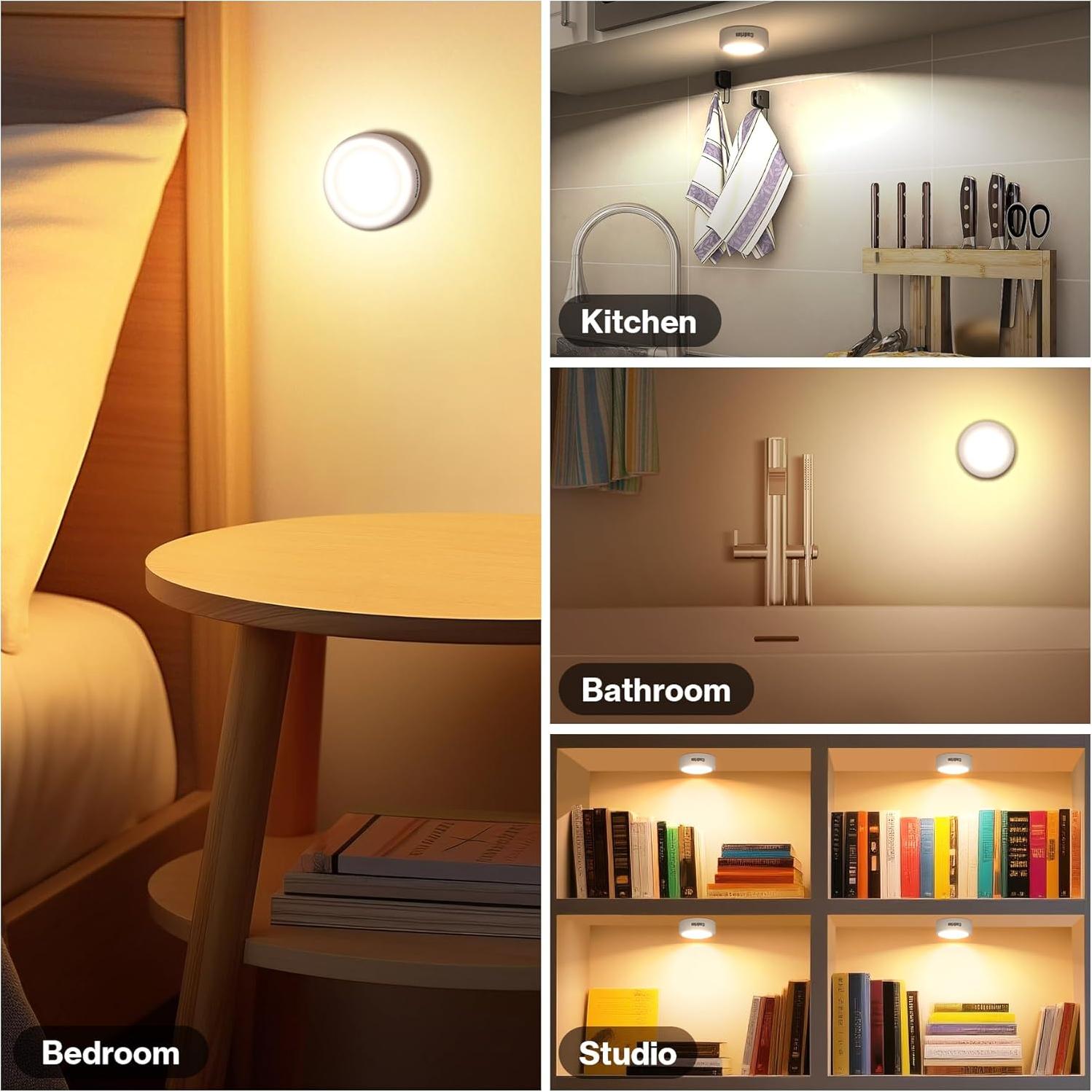 Luces LED Puck Cadrim 6 Paquetes 13 Colores Control Remoto