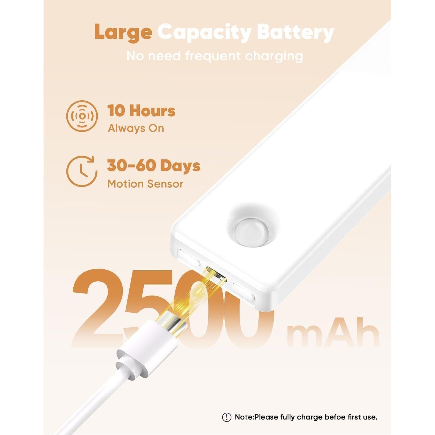 Iluminación Bajo Gabinete Auxoda 33 cm, Luz LED Recargable USB
