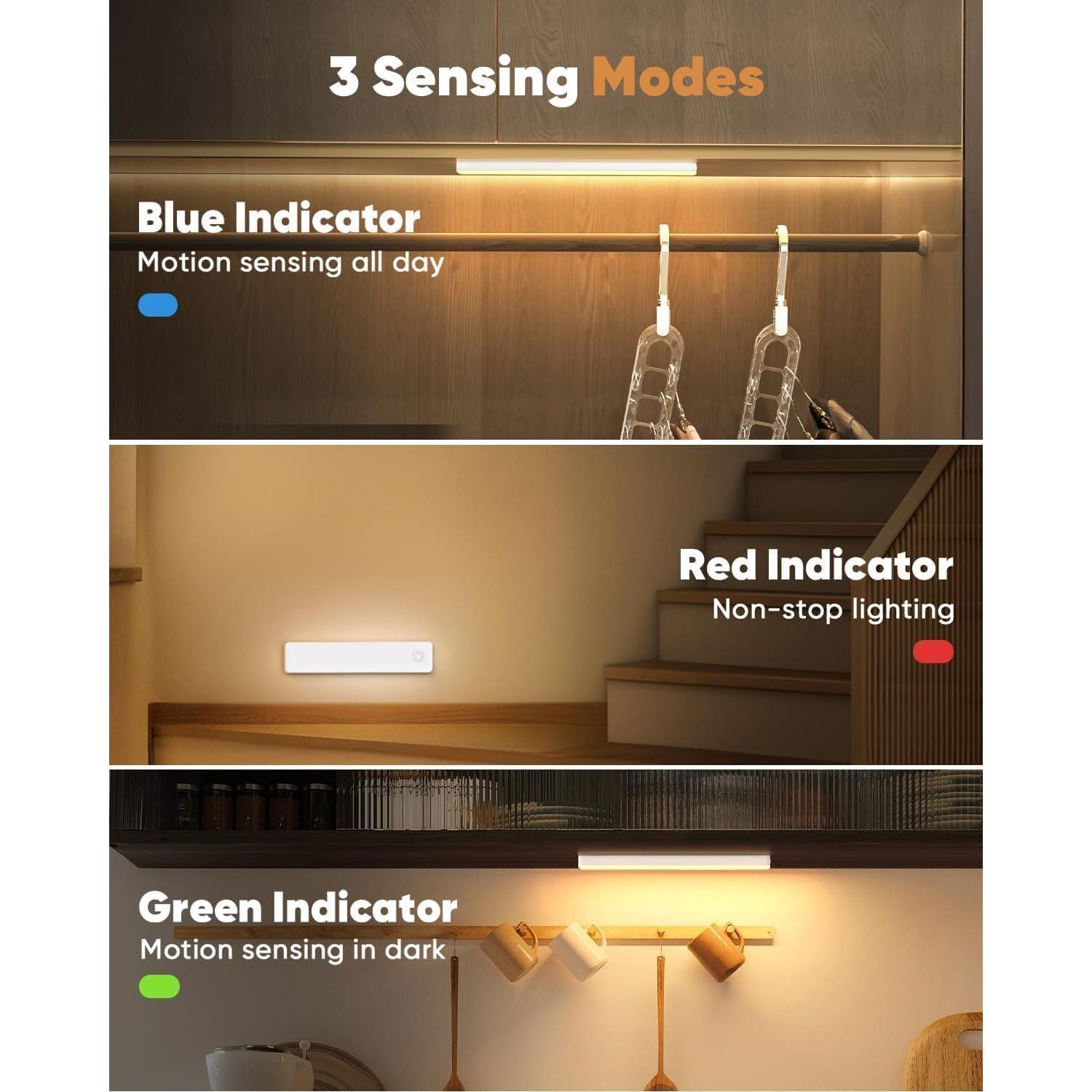 Iluminación Bajo Gabinete Auxoda 33 cm, Luz LED Recargable USB