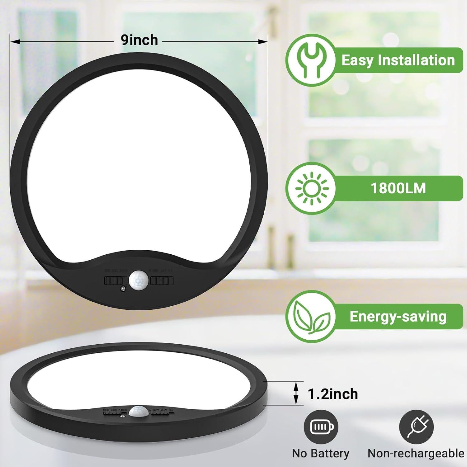 Luz de Techo Zemty 23cm 18W Sensor Movimiento 1800lm 3 Modos