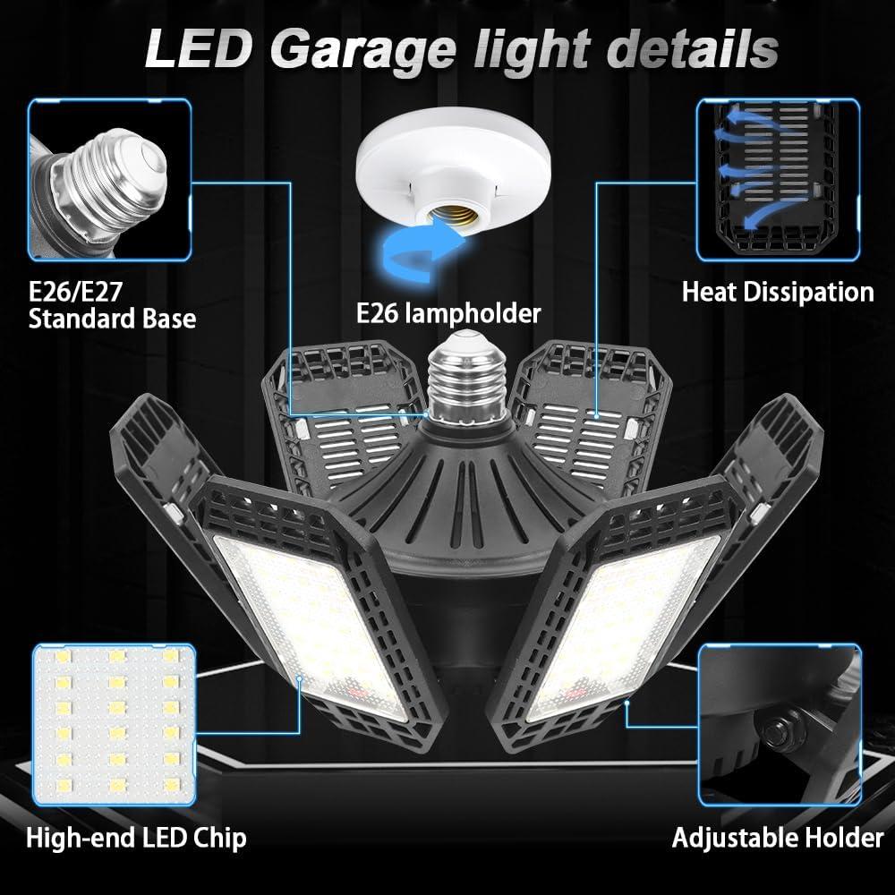 Paquete de 2 luces LED de garaje AUDLES 200W 20000LM E26/E27