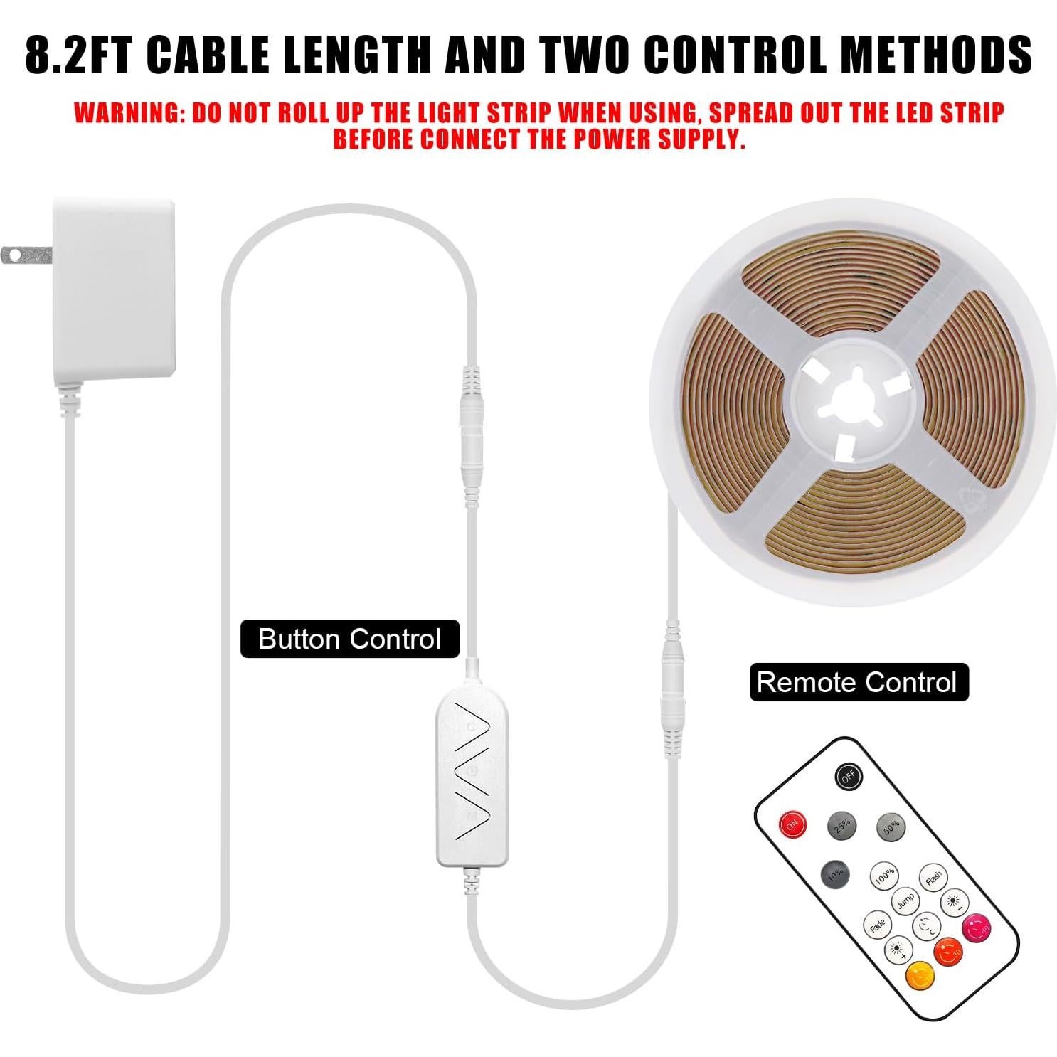 Tira de luz LED COB Tatazone 5m 6500K regulable con control remoto