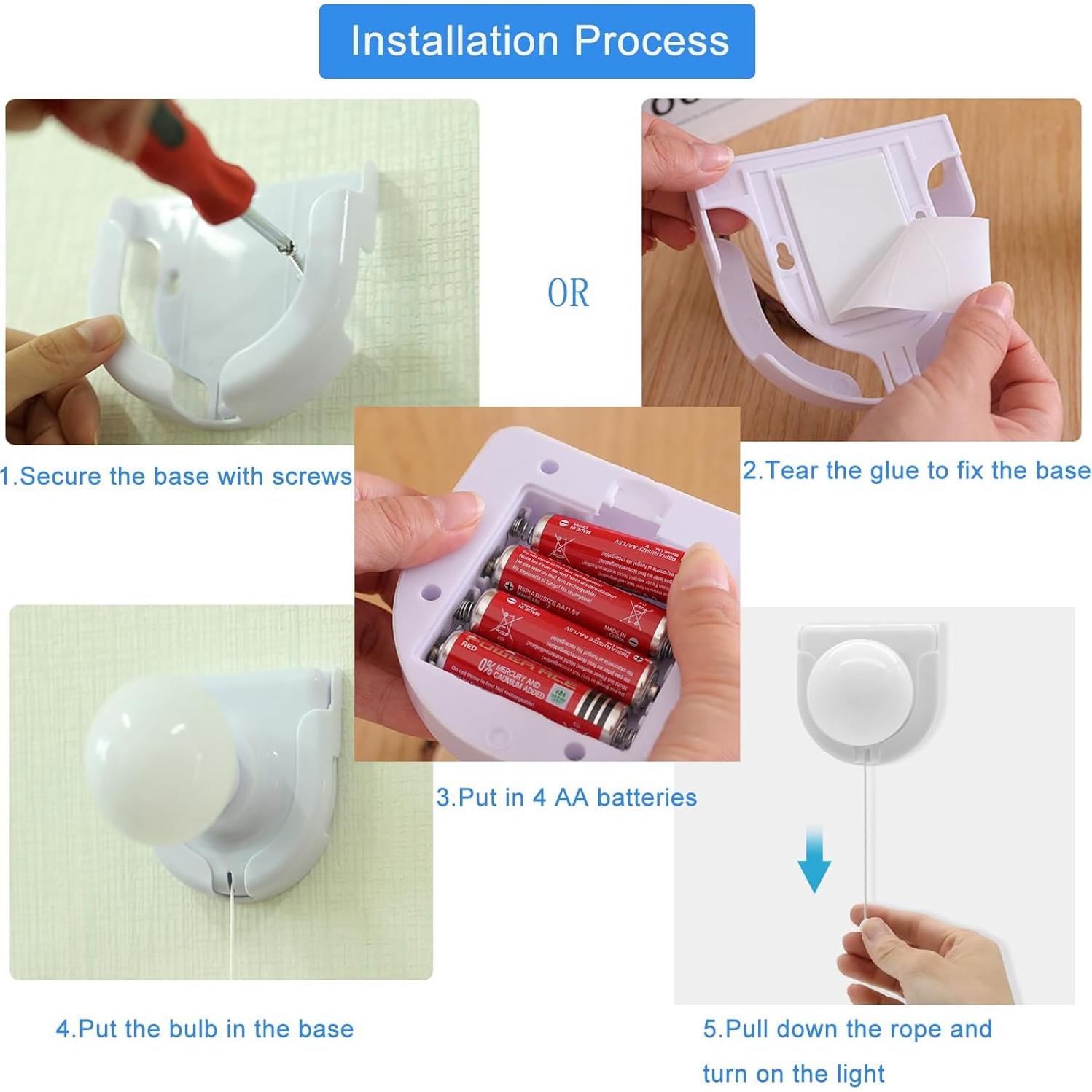 Paquete de 2 Bombillas LED Inalámbricas Shuwea con Cadena