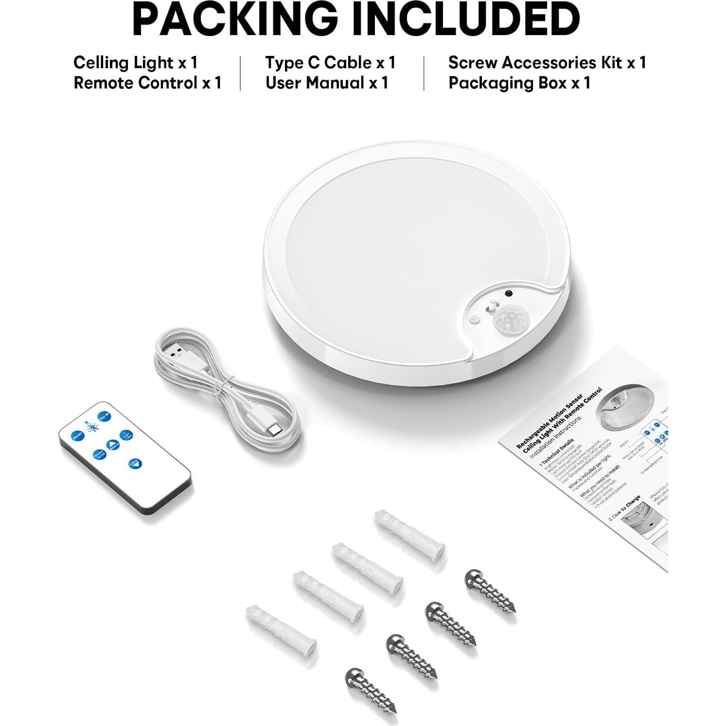 Luz LED de Techo Inalámbrica Fizrice con Sensor de Movimiento 500LM