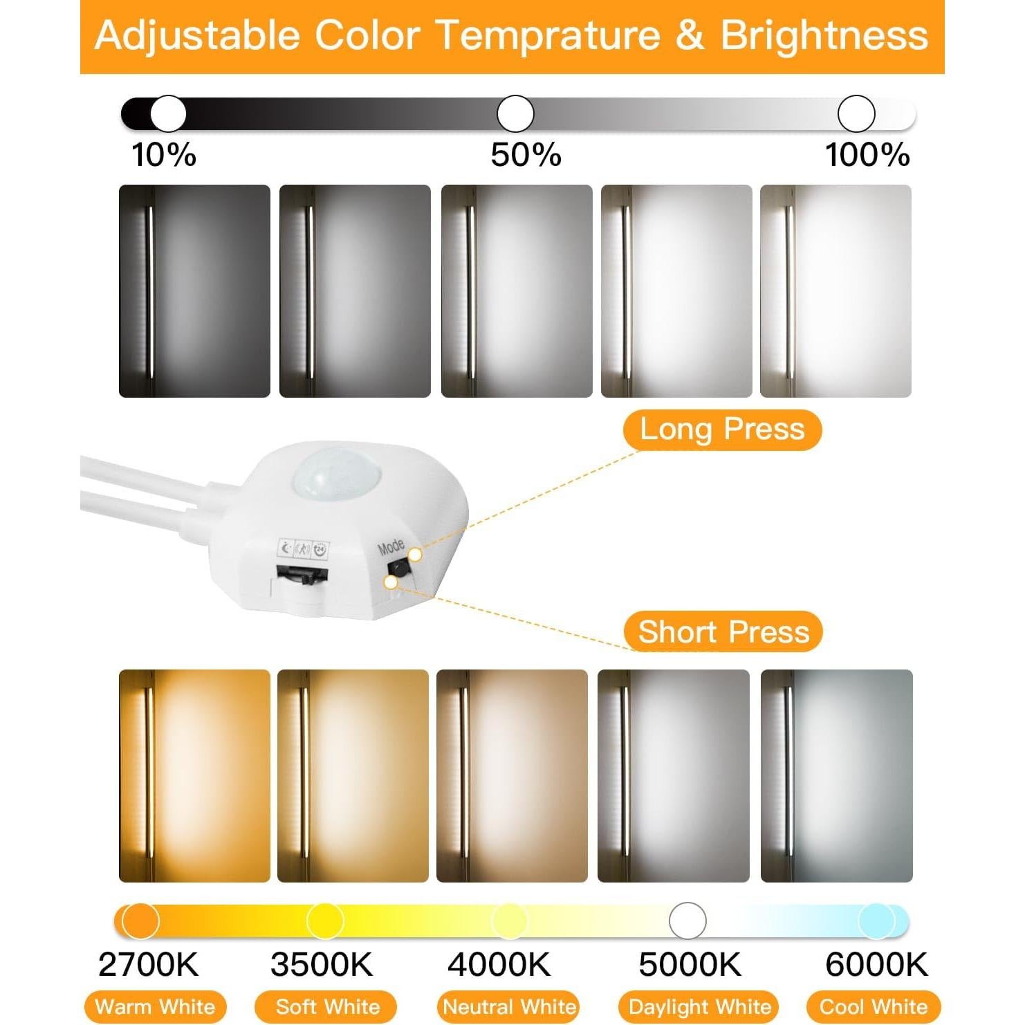 Luz LED Sensor de Movimiento MORIACC 30cm 2 Paquete Regulable