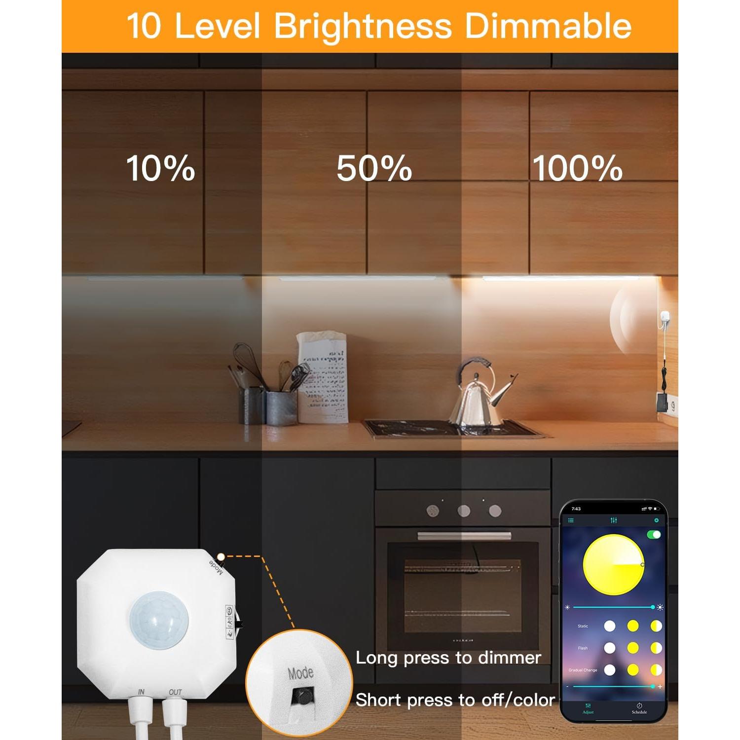 Luz LED Sensor de Movimiento MORIACC 30cm 2 Paquete Regulable