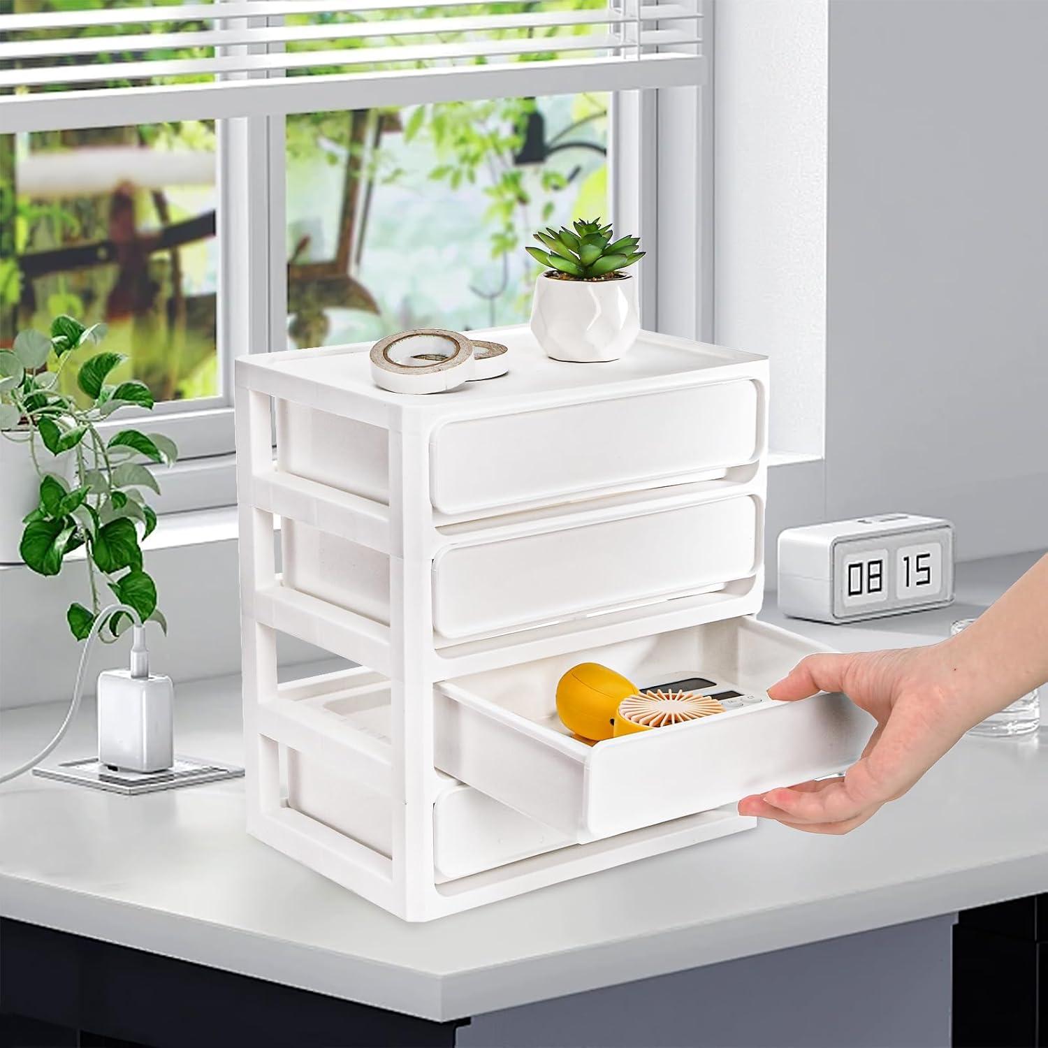 Organizador de Escritorio Covzoe 4 Cajones Plástico Blanco