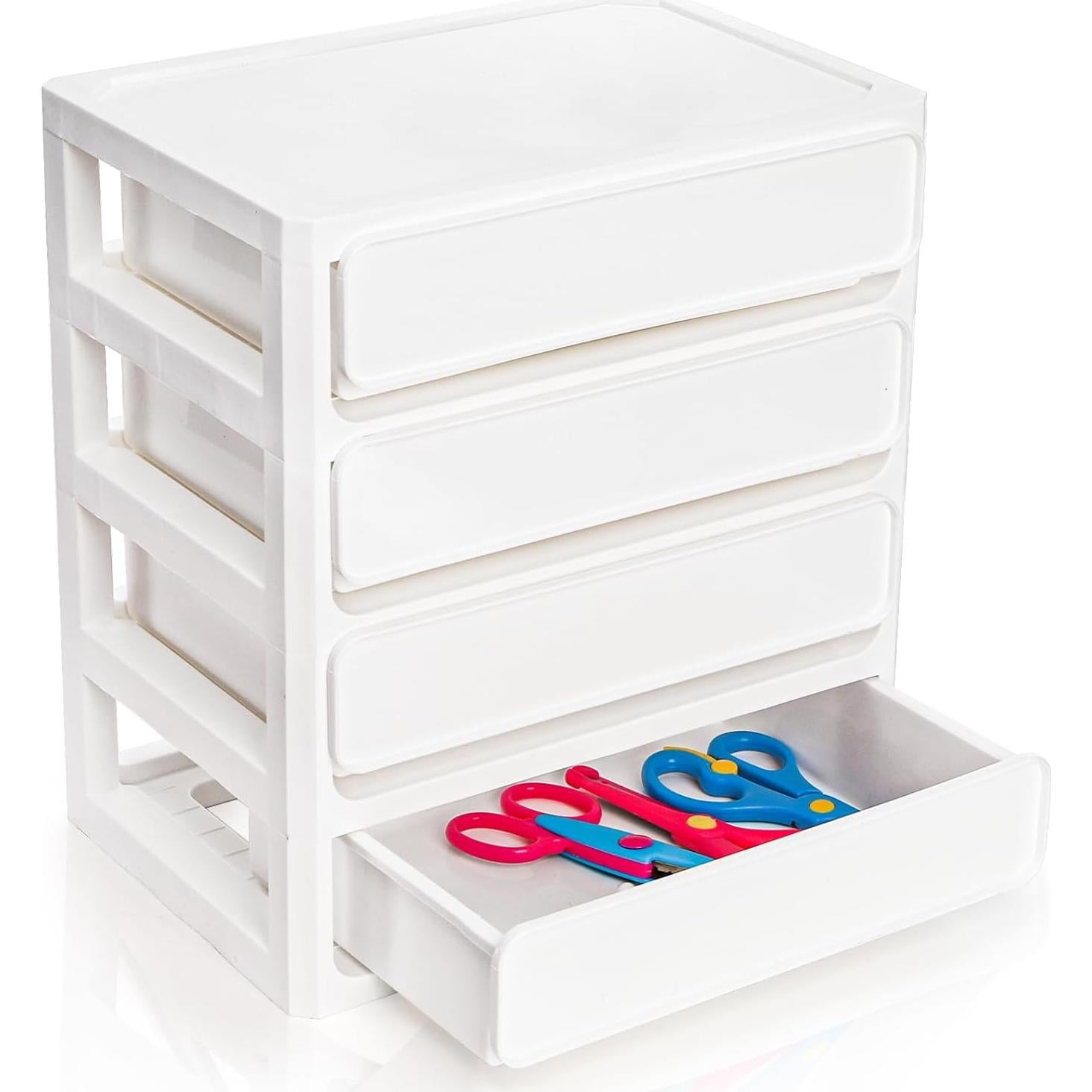 Organizador de Escritorio Covzoe 4 Cajones Plástico Blanco