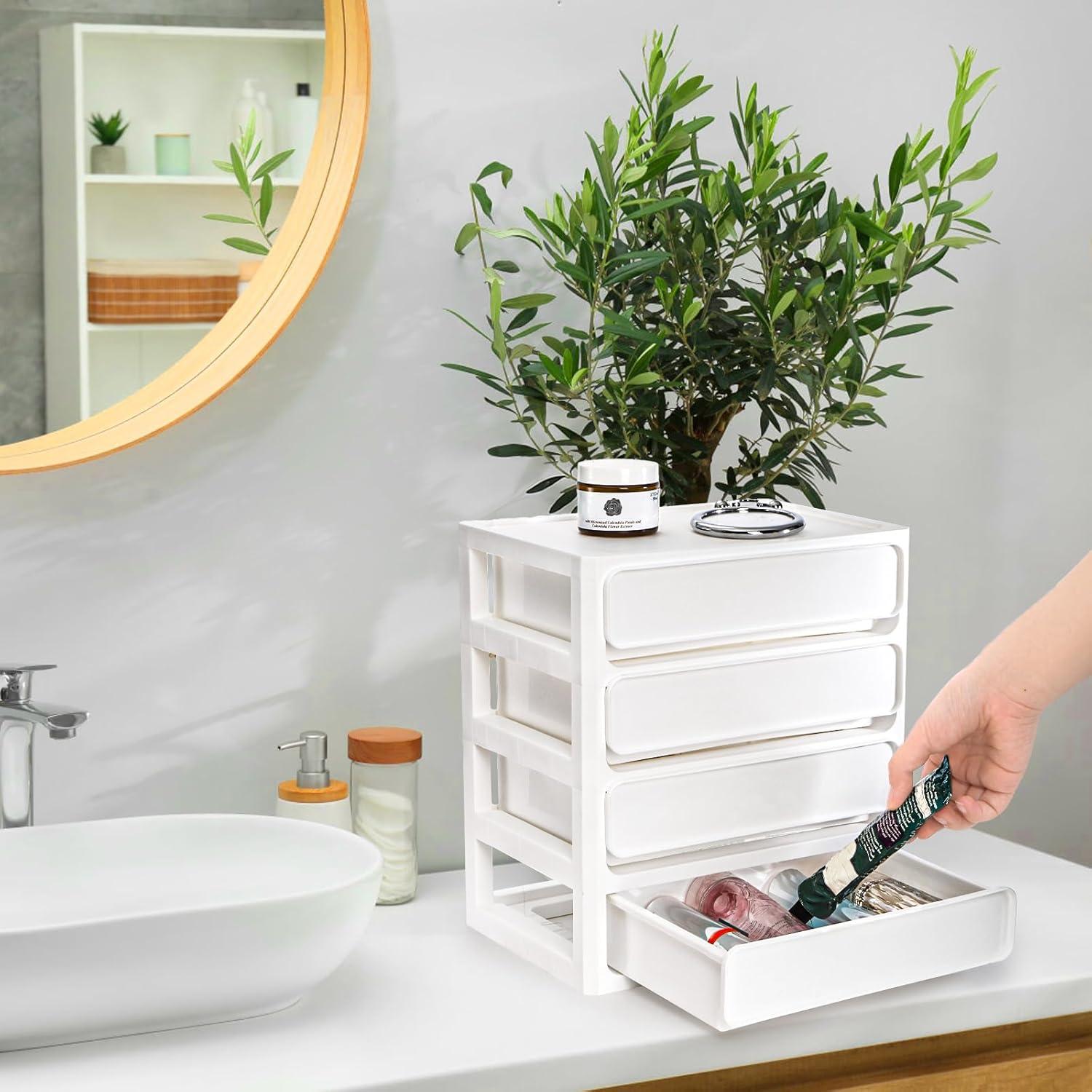 Organizador de Escritorio Covzoe 4 Cajones Plástico Blanco