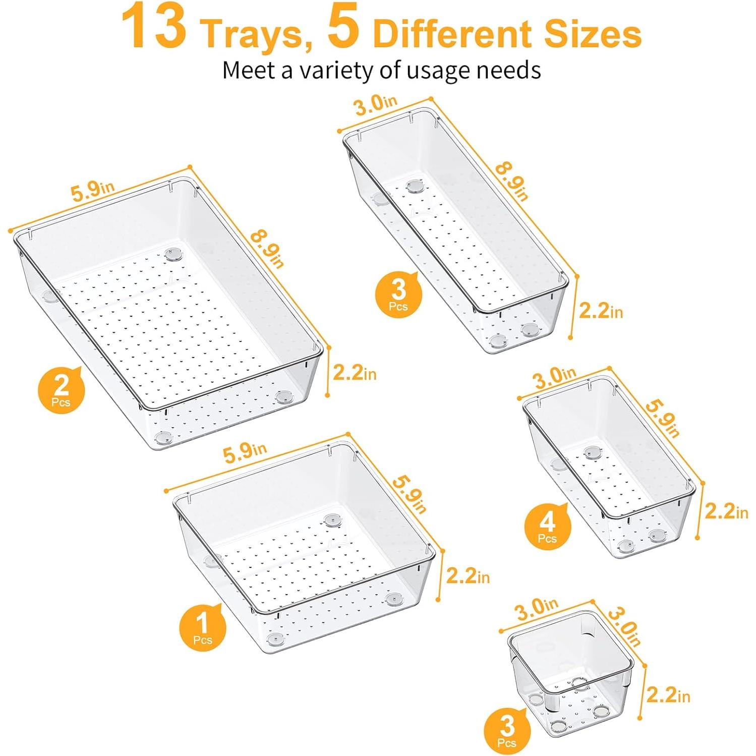 Organizadores de Cajones SMARTAKE 13 Piezas Antideslizantes