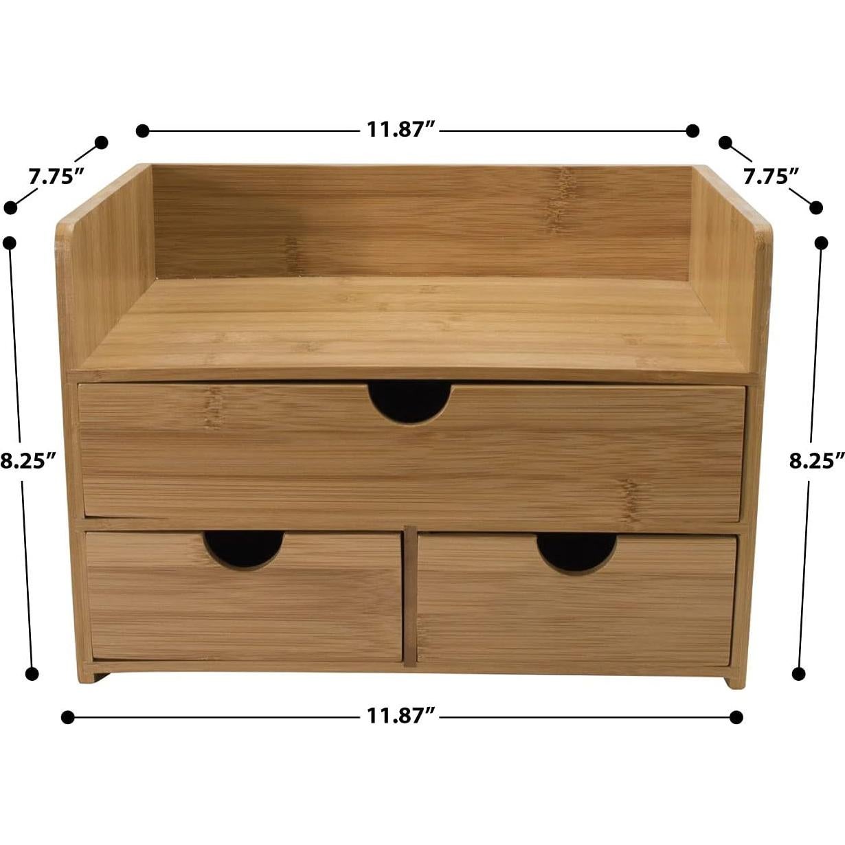 Organizador de Escritorio Sorbus de Bambú - 3 Cajones y Estante