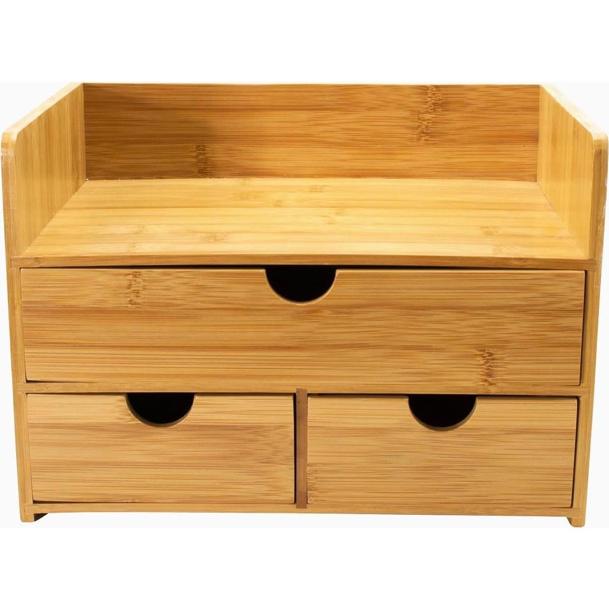 Organizador de Escritorio Sorbus de Bambú - 3 Cajones y Estante