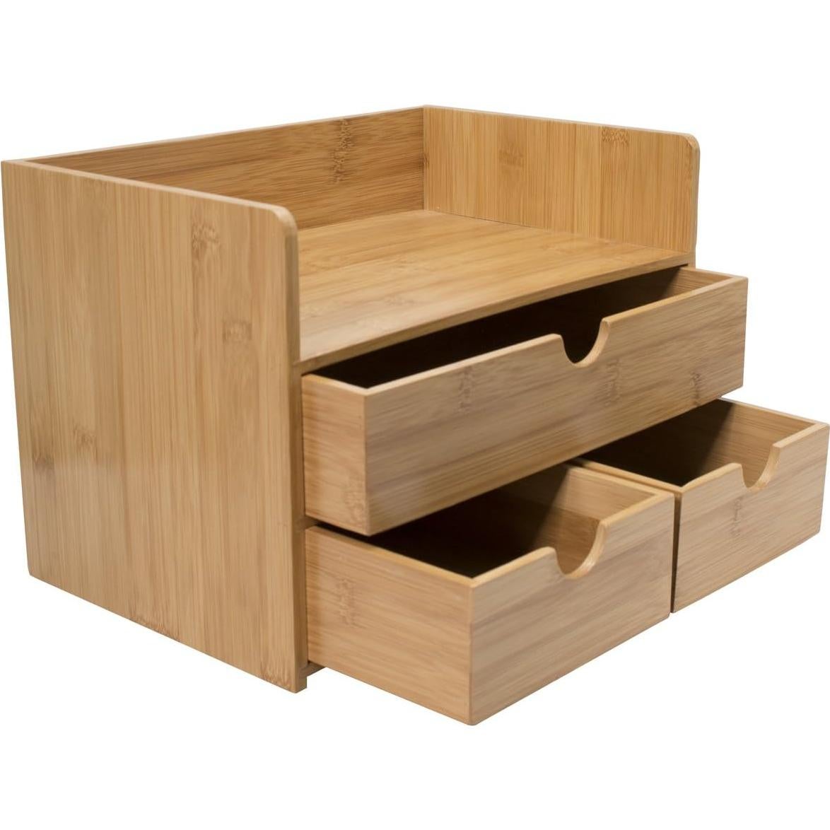 Organizador de Escritorio Sorbus de Bambú - 3 Cajones y Estante