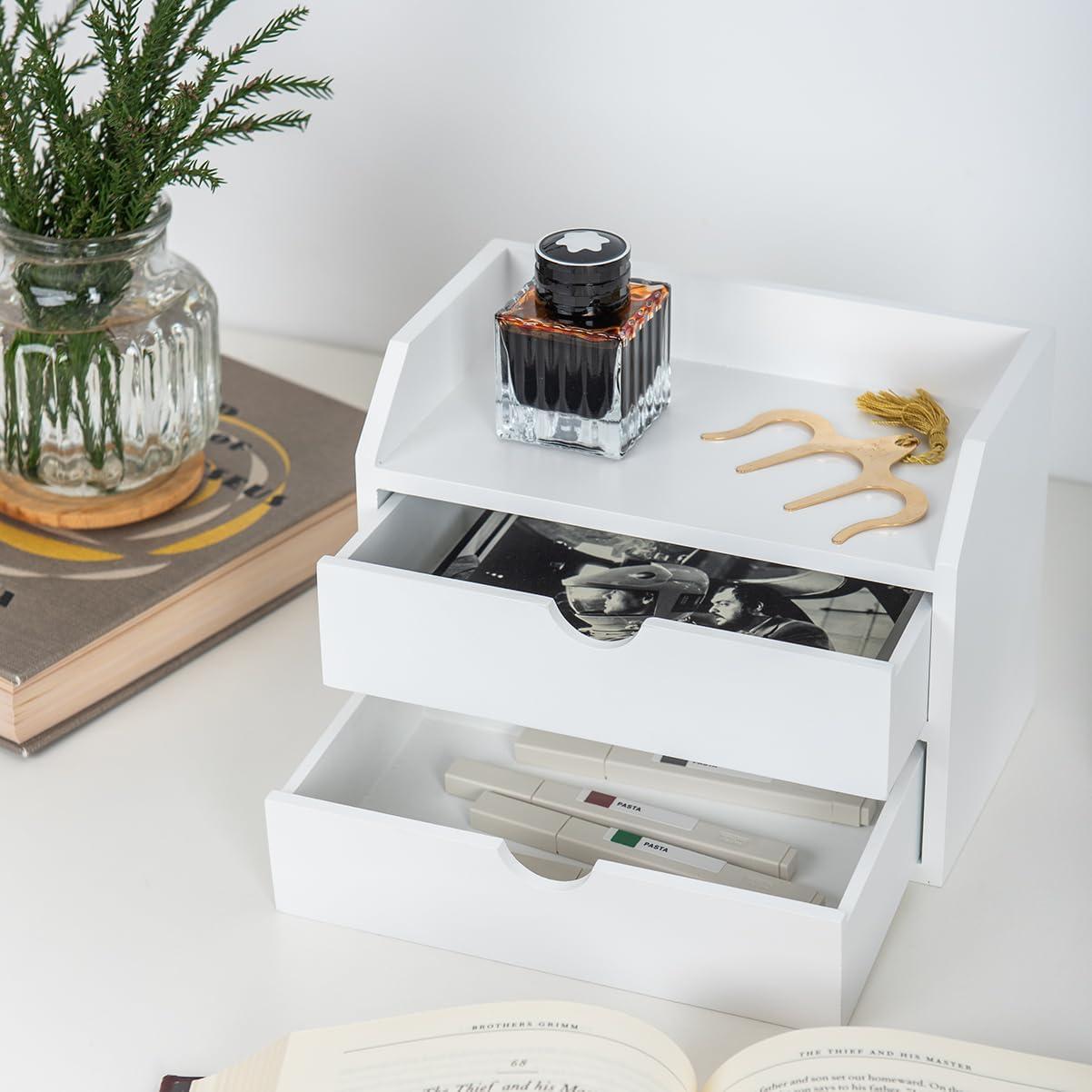 Organizador de Madera ZGZD con 2 Cajones para Escritorio