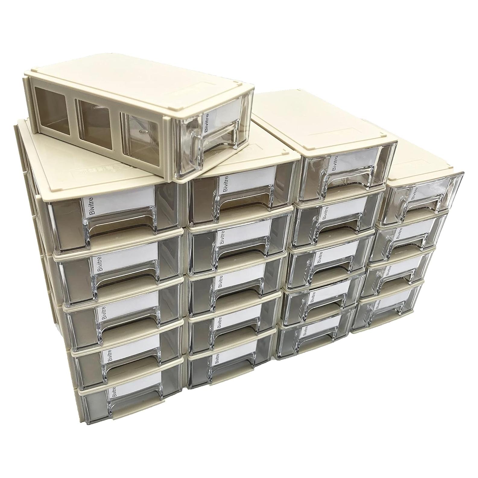 Juego de 20 Cajones de Almacenamiento Apilables Bivitre Gris