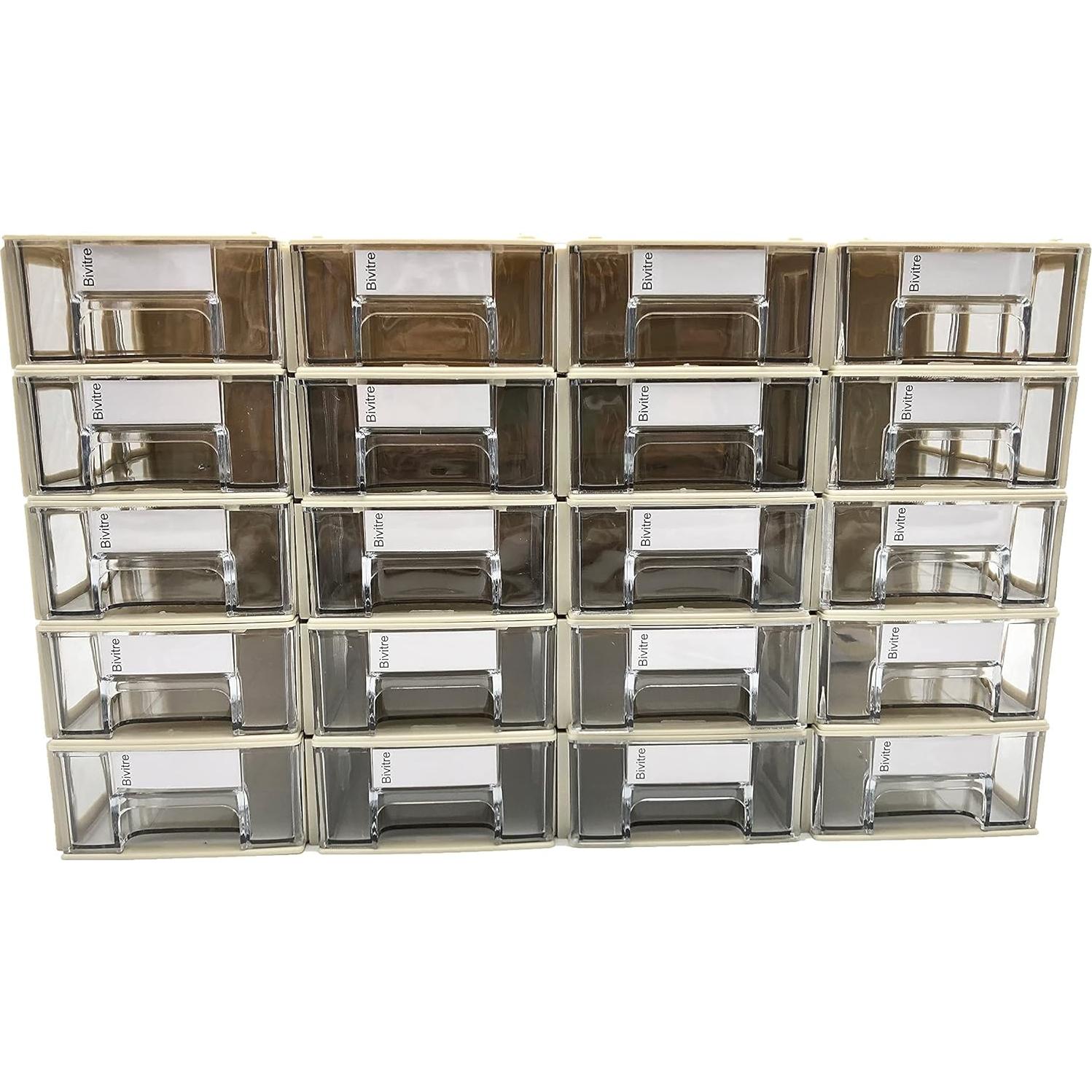 Juego de 20 Cajones de Almacenamiento Apilables Bivitre Gris