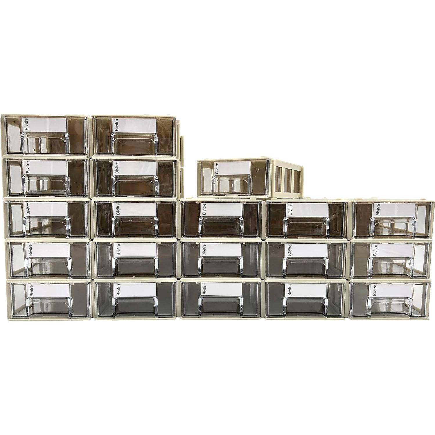 Juego de 20 Cajones de Almacenamiento Apilables Bivitre Gris