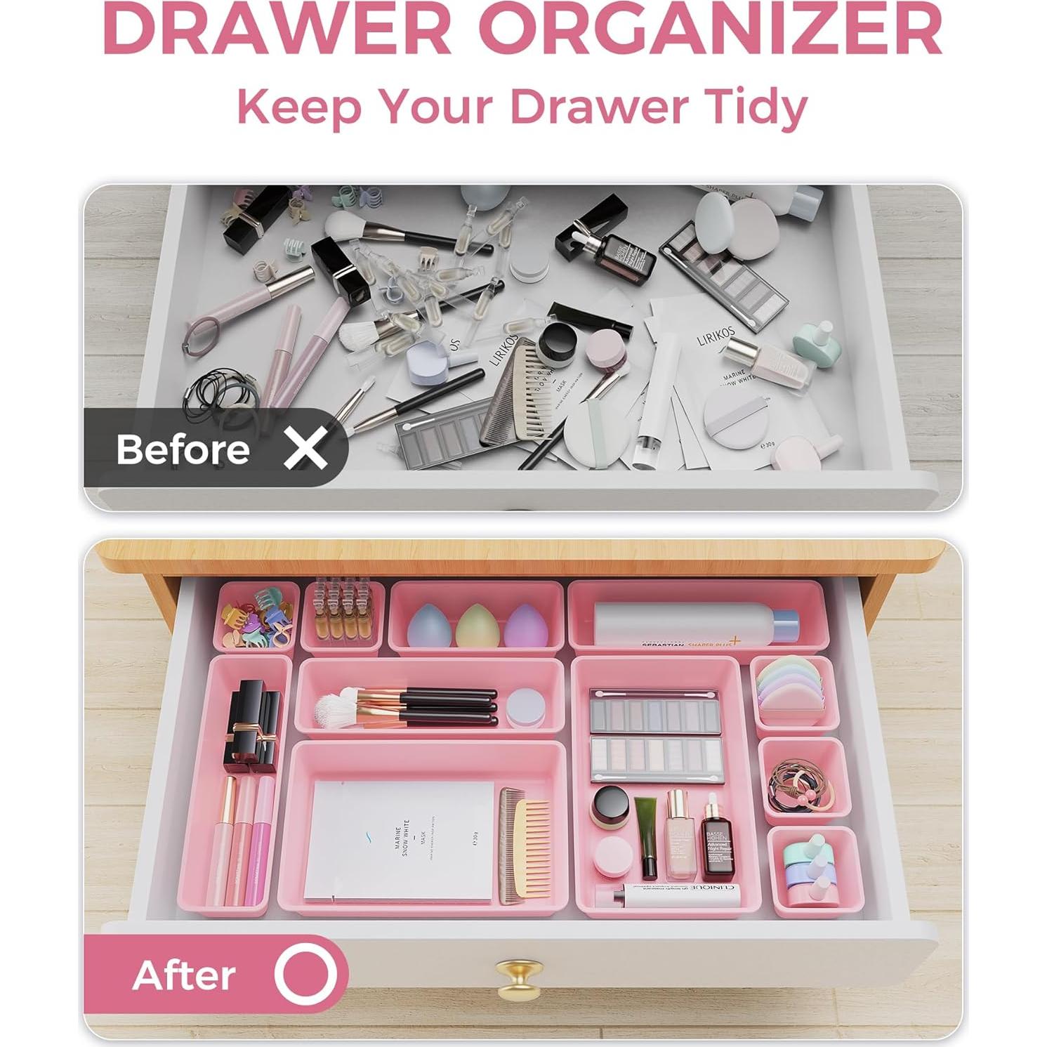 Juego de Organizadores de Cajones BiuLeon 25 PCS Rosa