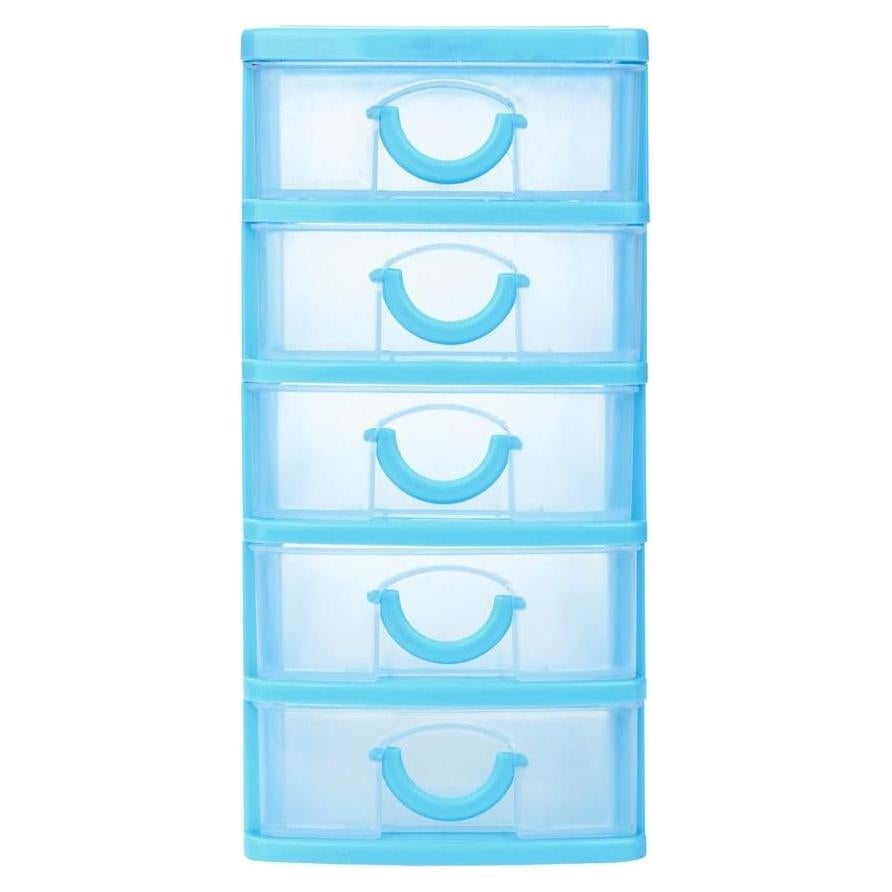 Mini Desk Organizer Desktop Drawer Plastic Drawer Storage Office Supplies Storage Drawers for Organizing Office Desk Accessories File Organizer for Desk Small Drawers Organizer Cute Stuff (Blue XL)