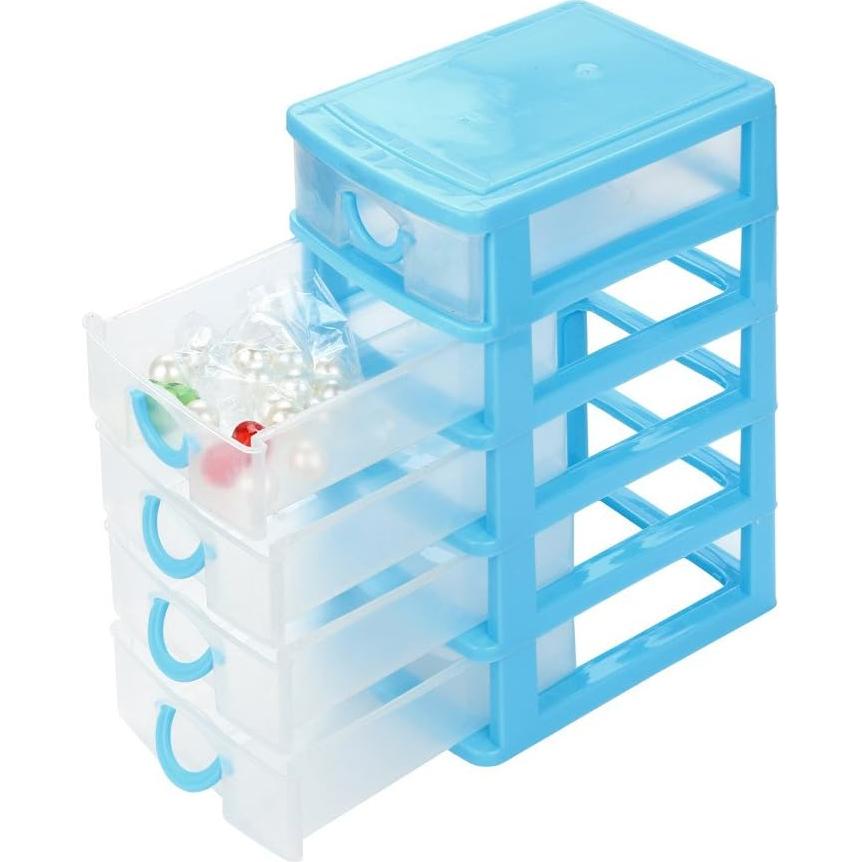 Mini Desk Organizer Desktop Drawer Plastic Drawer Storage Office Supplies Storage Drawers for Organizing Office Desk Accessories File Organizer for Desk Small Drawers Organizer Cute Stuff (Blue XL)