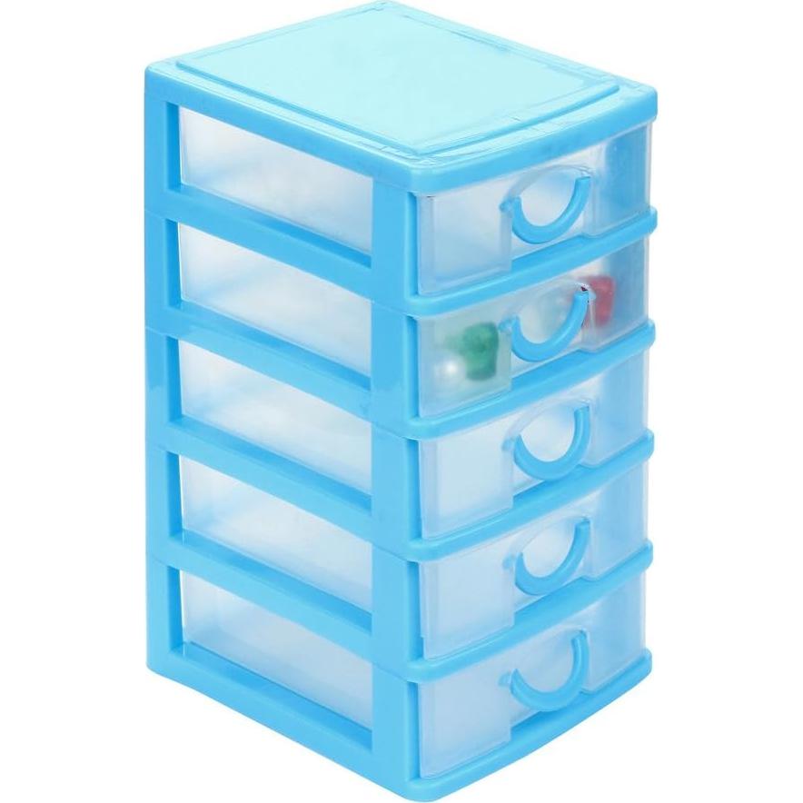 Mini Desk Organizer Desktop Drawer Plastic Drawer Storage Office Supplies Storage Drawers for Organizing Office Desk Accessories File Organizer for Desk Small Drawers Organizer Cute Stuff (Blue XL)
