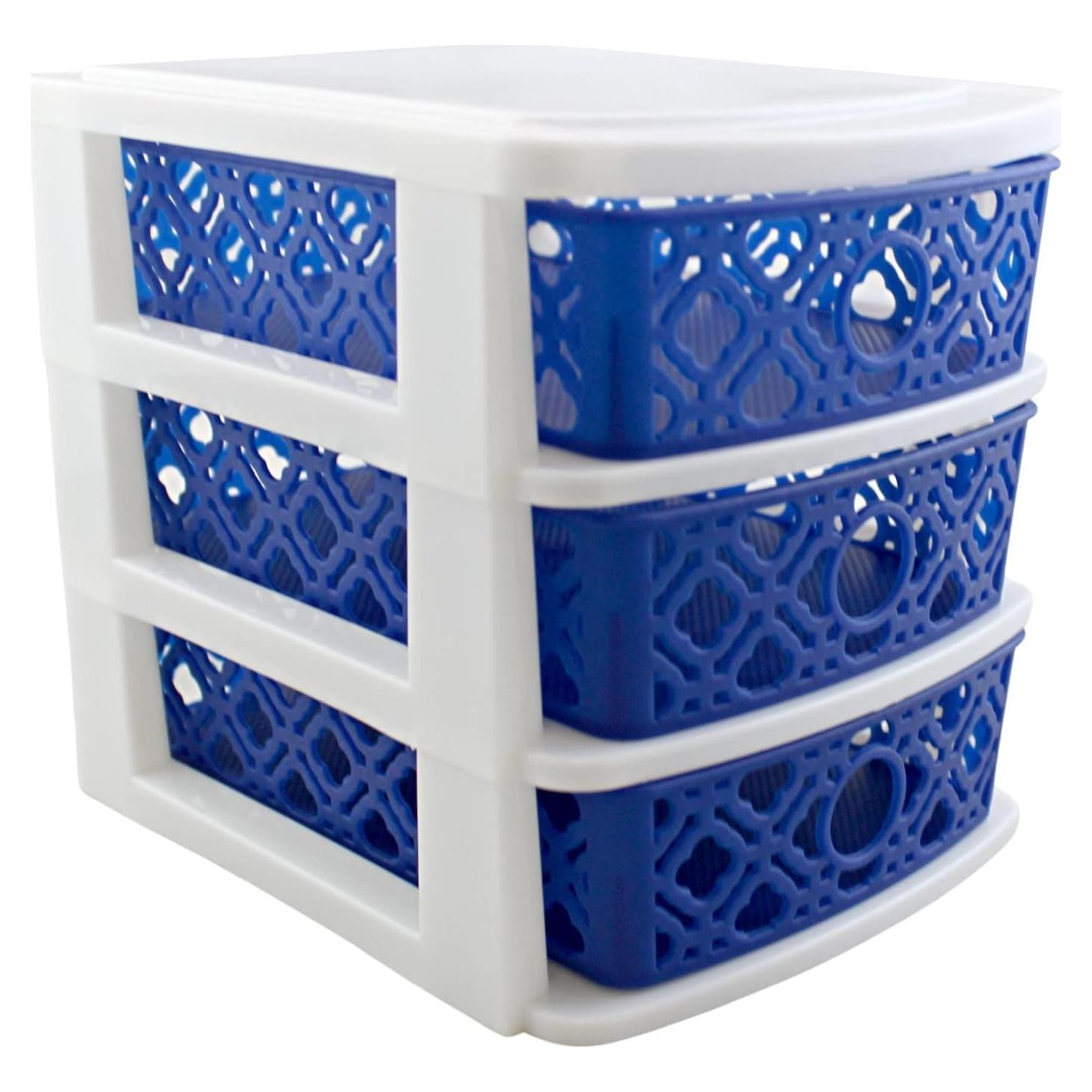 Organizador de Plástico Azul 3 Cajones Dependable Industries