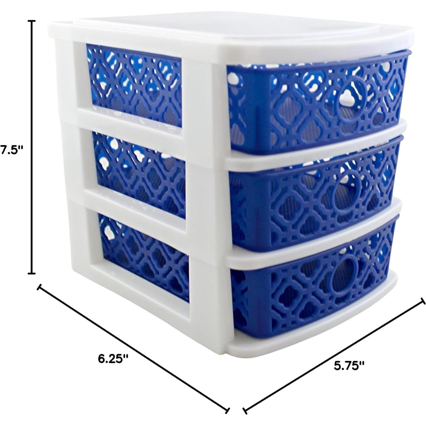 Organizador de Plástico Azul 3 Cajones Dependable Industries