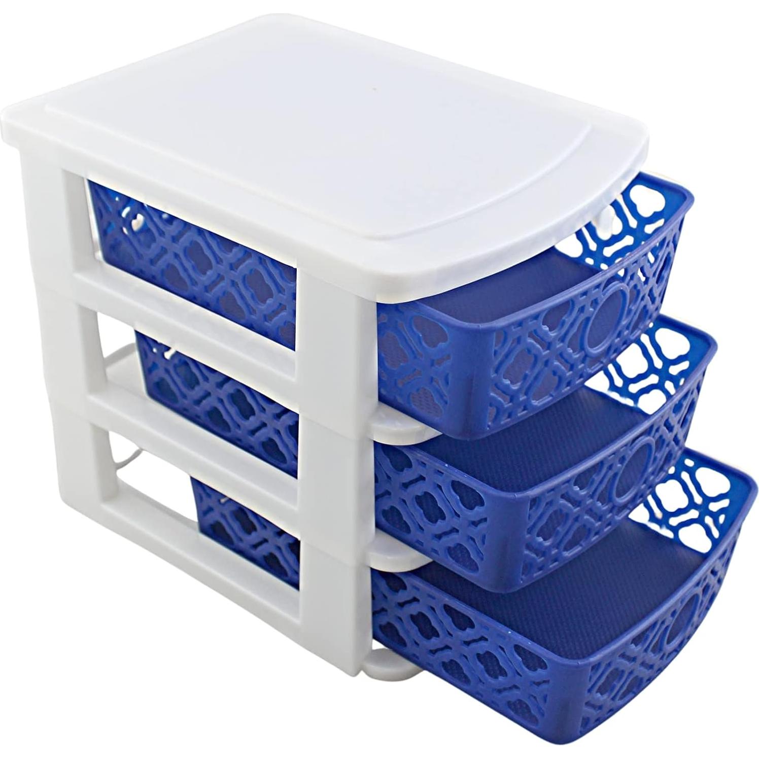 Organizador de Plástico Azul 3 Cajones Dependable Industries