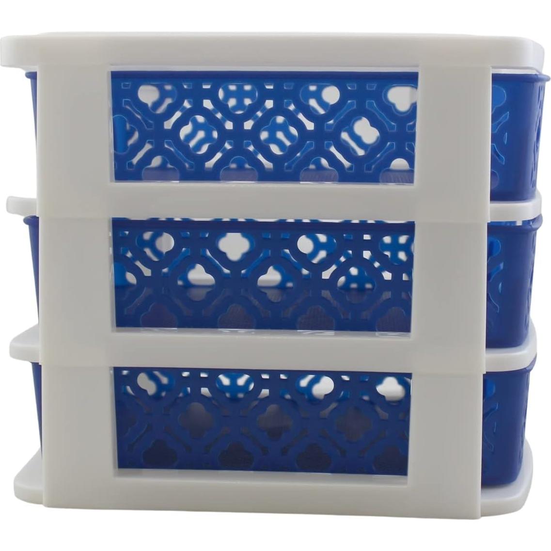 Organizador de Plástico Azul 3 Cajones Dependable Industries