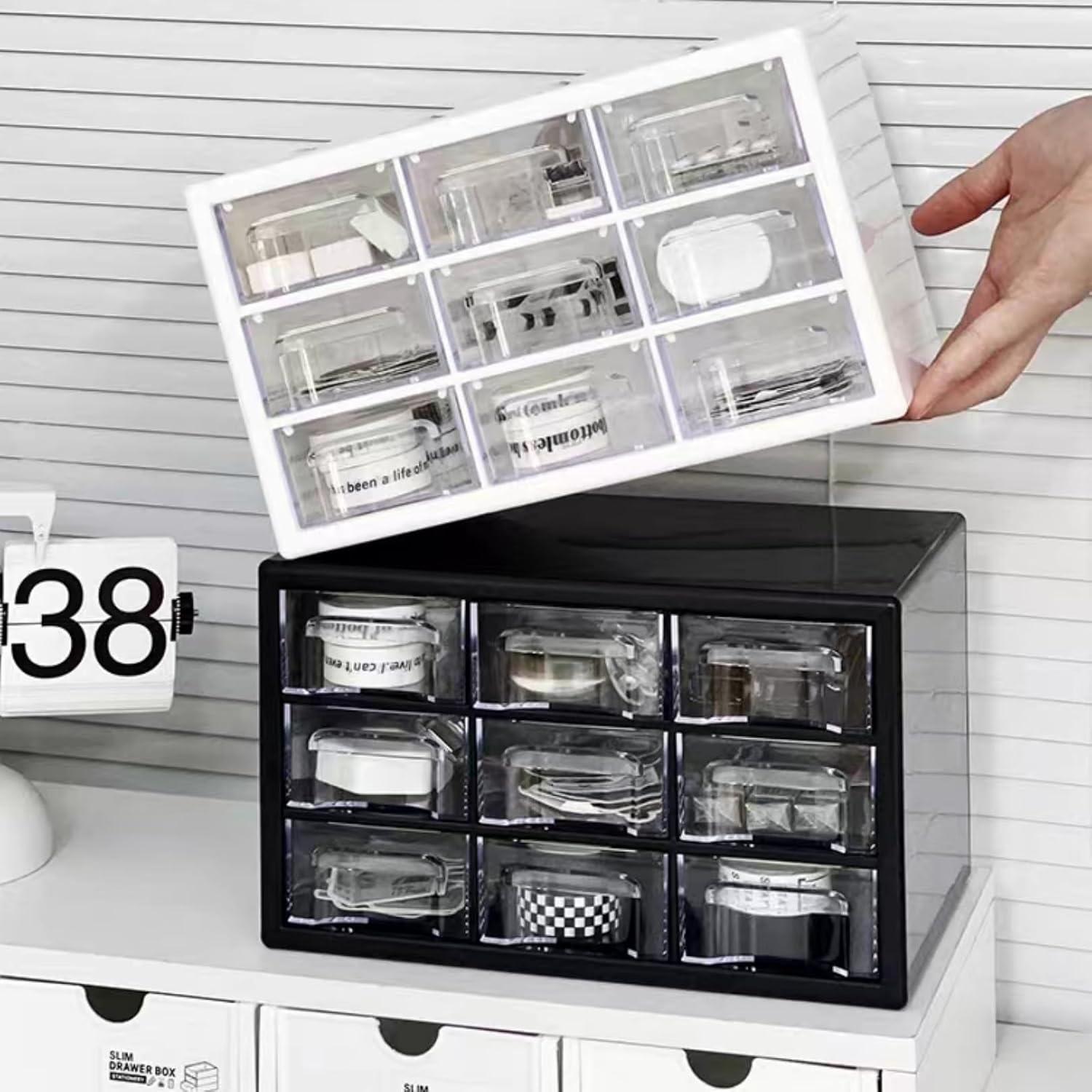 Organizador de Cajón de Escritorio Feadily 9 Cajones 25.5x16x15.5cm Negro