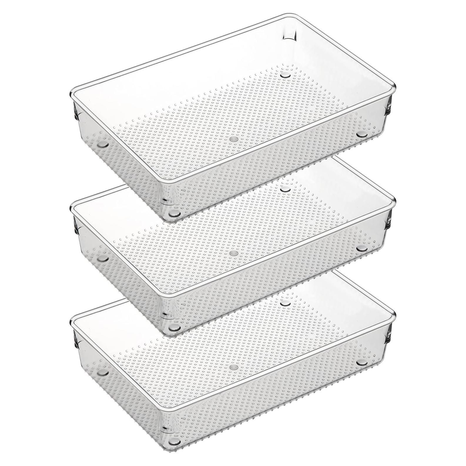 Organizador de Cajones Plástico Transparente ihomecooker 3 Pack 23x15 cm