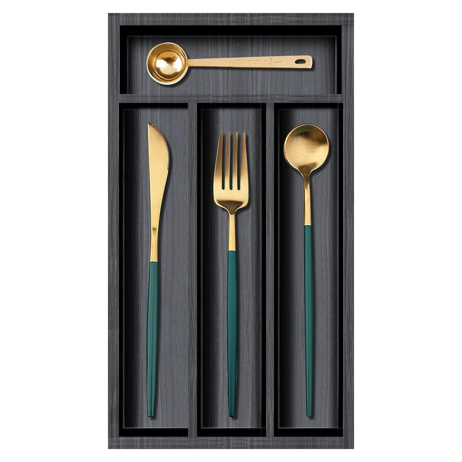 Organizador de Cubiertos Ayiaren de Madera Negra 30.48x17.02cm