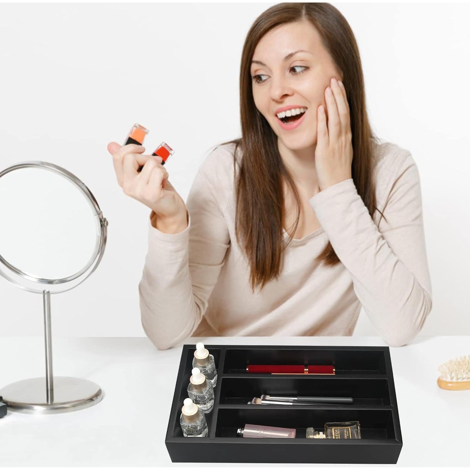 Organizador de Cubiertos Ayiaren de Madera Negra 30.48x17.02cm