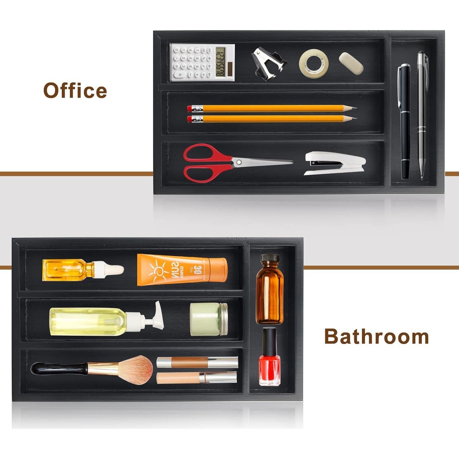 Organizador de Cubiertos Ayiaren de Madera Negra 30.48x17.02cm