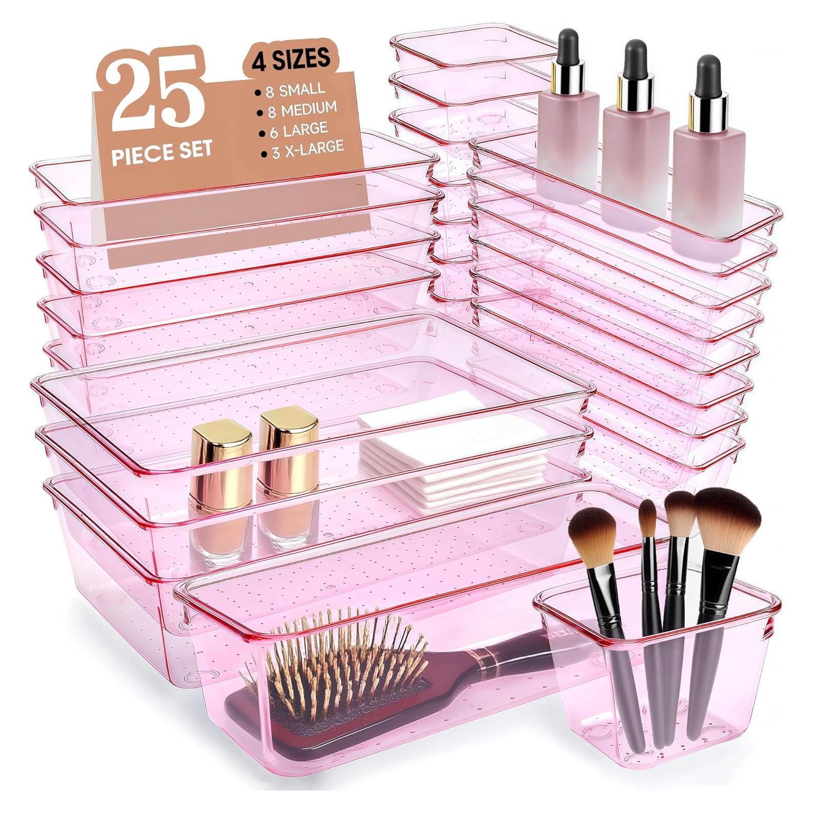 Organizadores de Cajones Trotianingyu 25 Pcs Rosa Acrílico