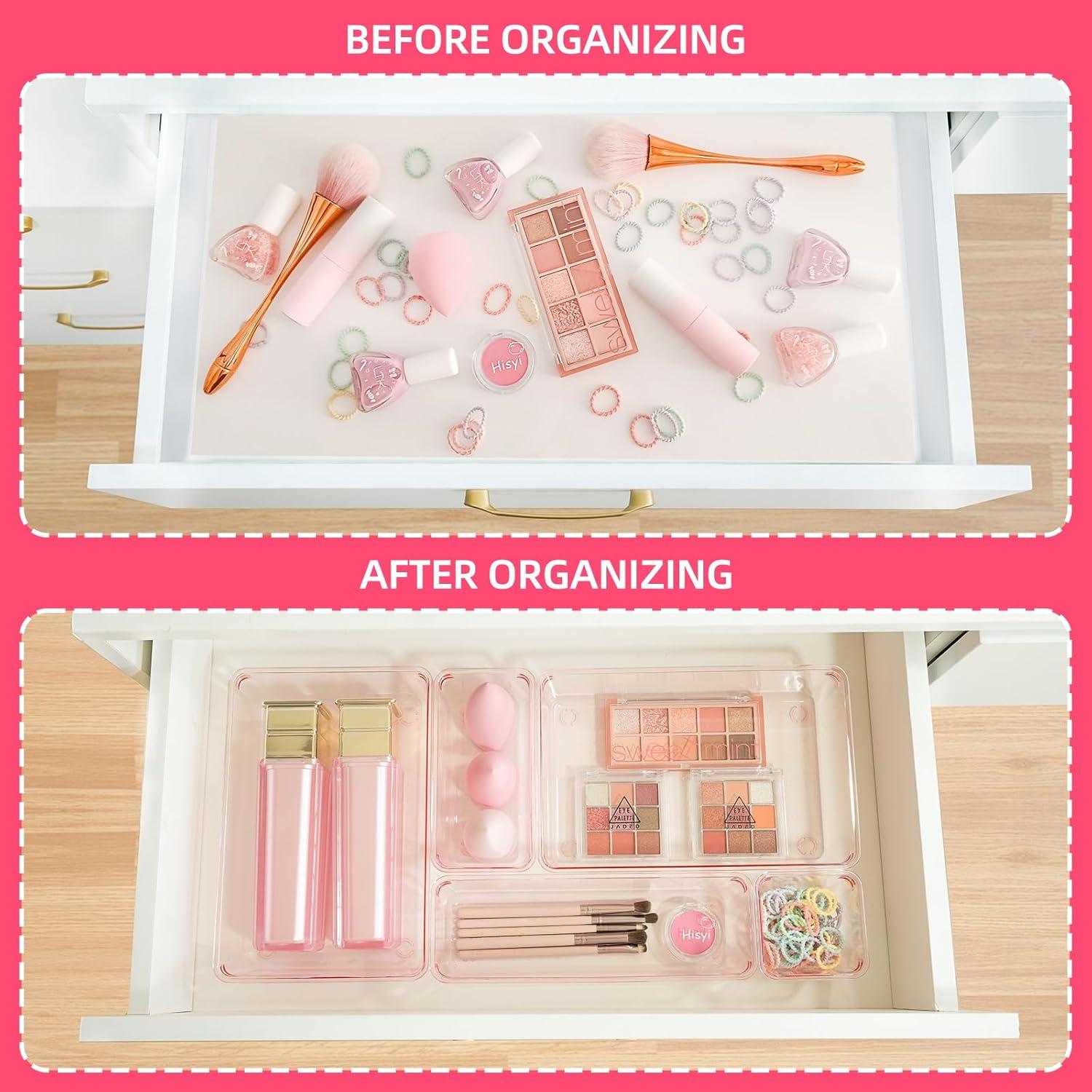 Organizadores de Cajones Trotianingyu 25 Pcs Rosa Acrílico