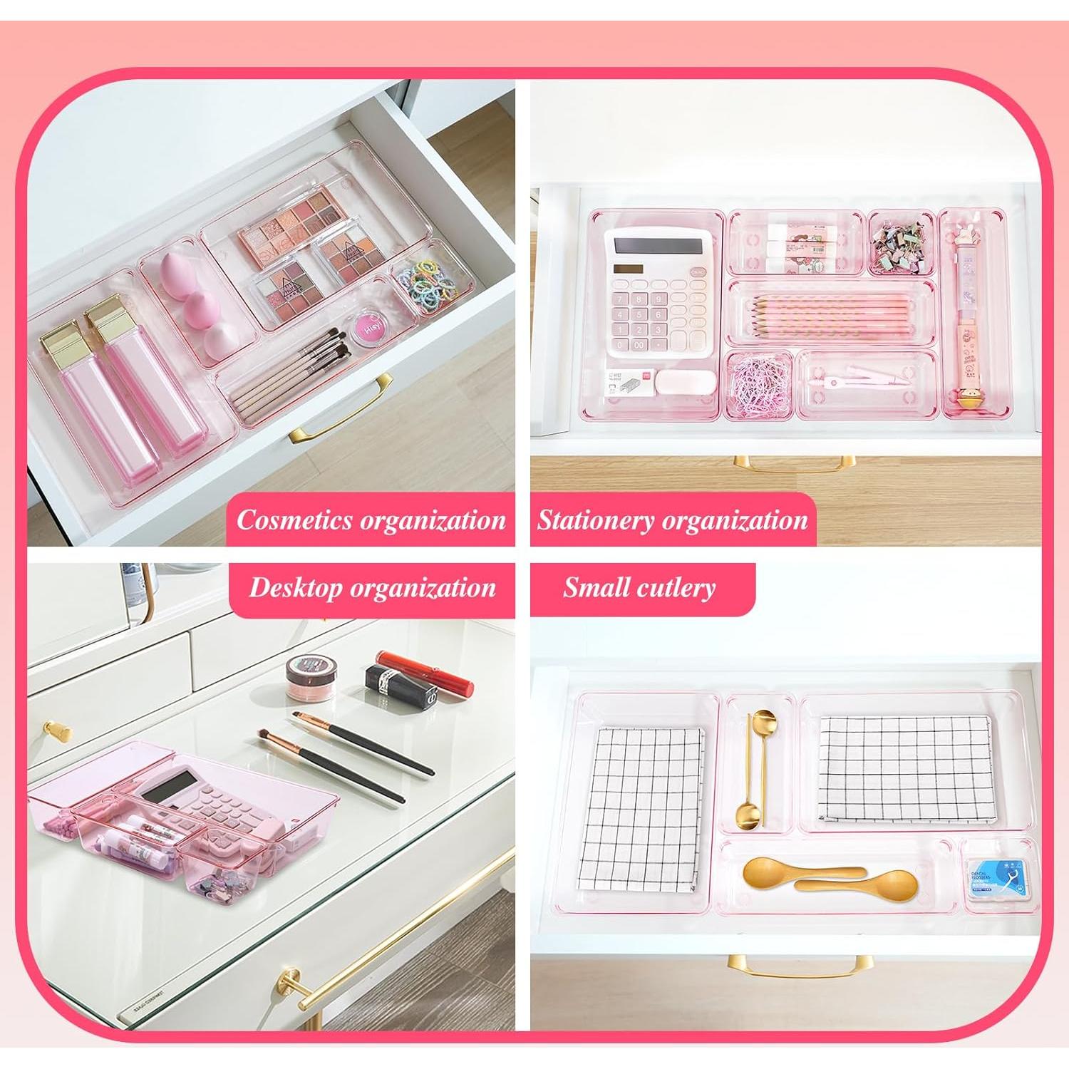 Organizadores de Cajones Trotianingyu 25 Pcs Rosa Acrílico