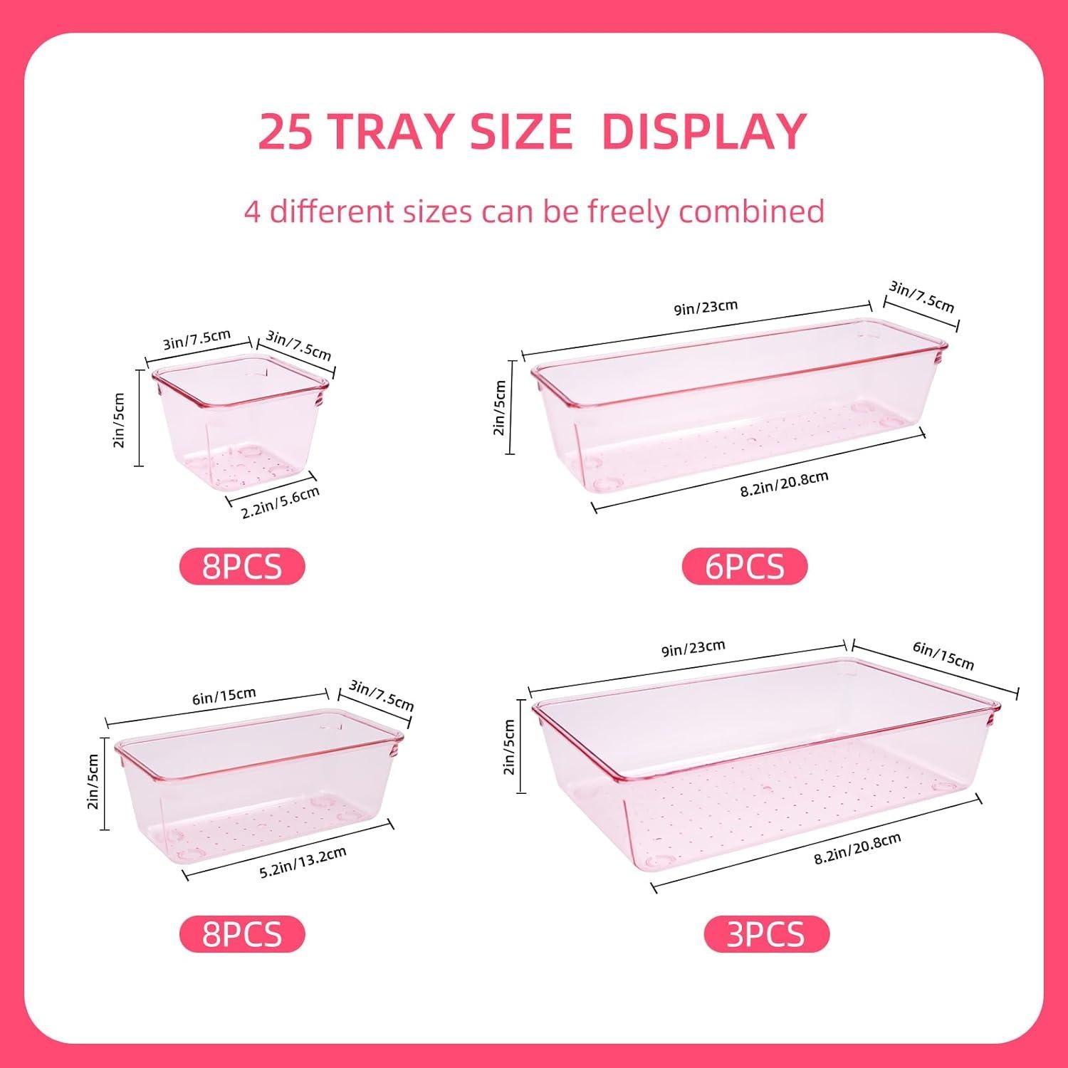 Organizadores de Cajones Trotianingyu 25 Pcs Rosa Acrílico