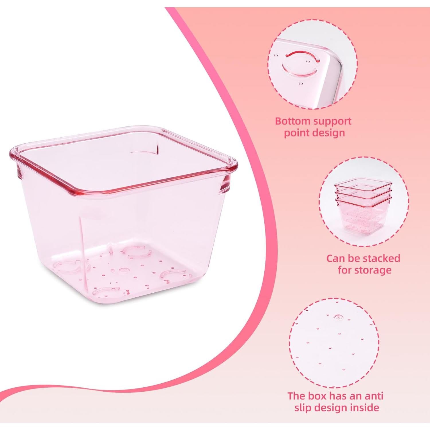 Organizadores de Cajones Trotianingyu 25 Pcs Rosa Acrílico