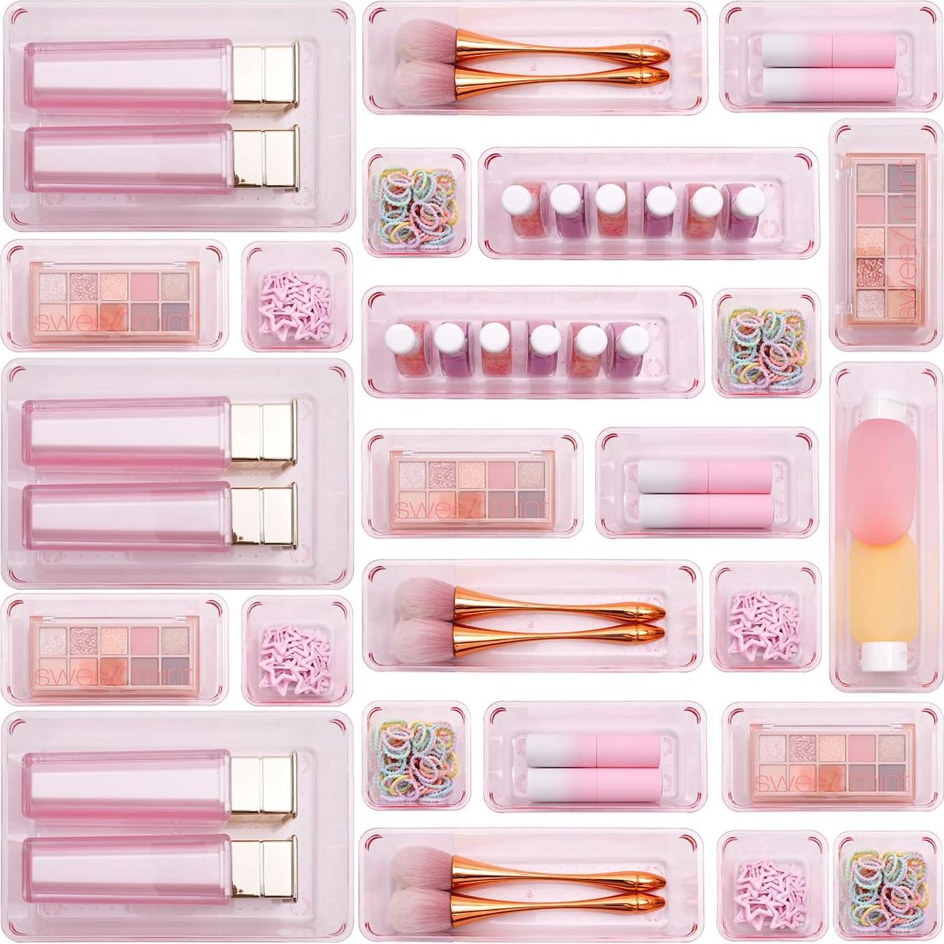 Organizadores de Cajones Trotianingyu 25 Pcs Rosa Acrílico