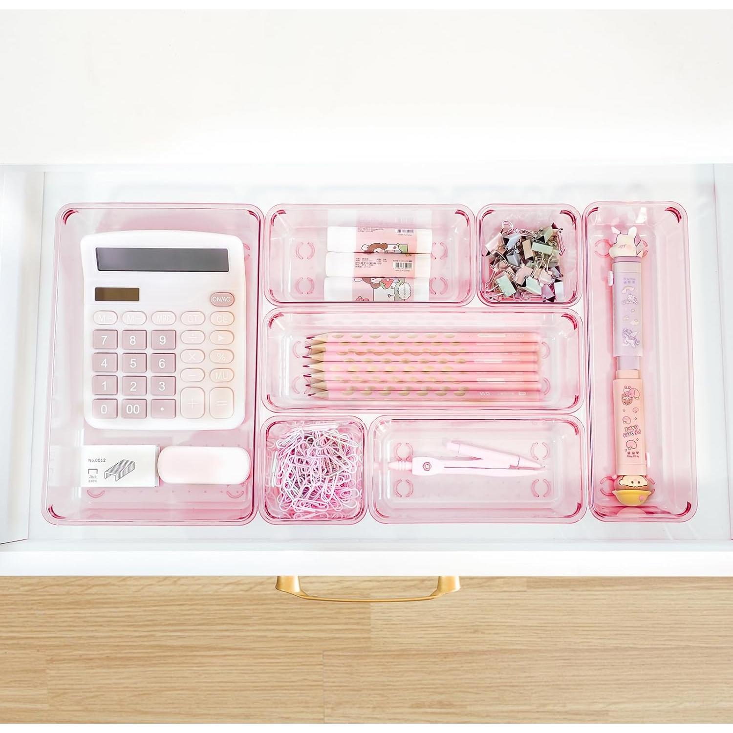 Organizadores de Cajones Trotianingyu 25 Pcs Rosa Acrílico