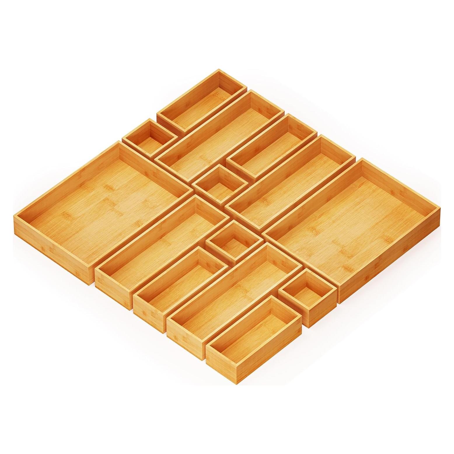 Set de 14 Cajas Organizadoras de Cajones SpaceAid de Bambú