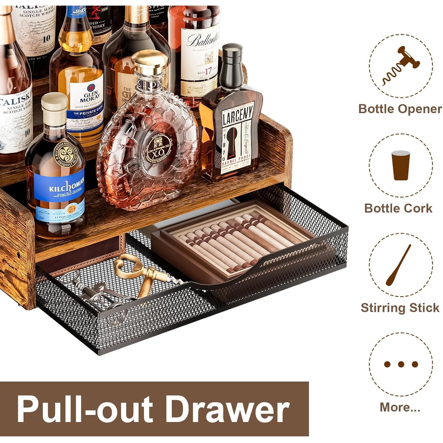 Estante de exhibición de licor Yuzehuaza 3 niveles con cajón